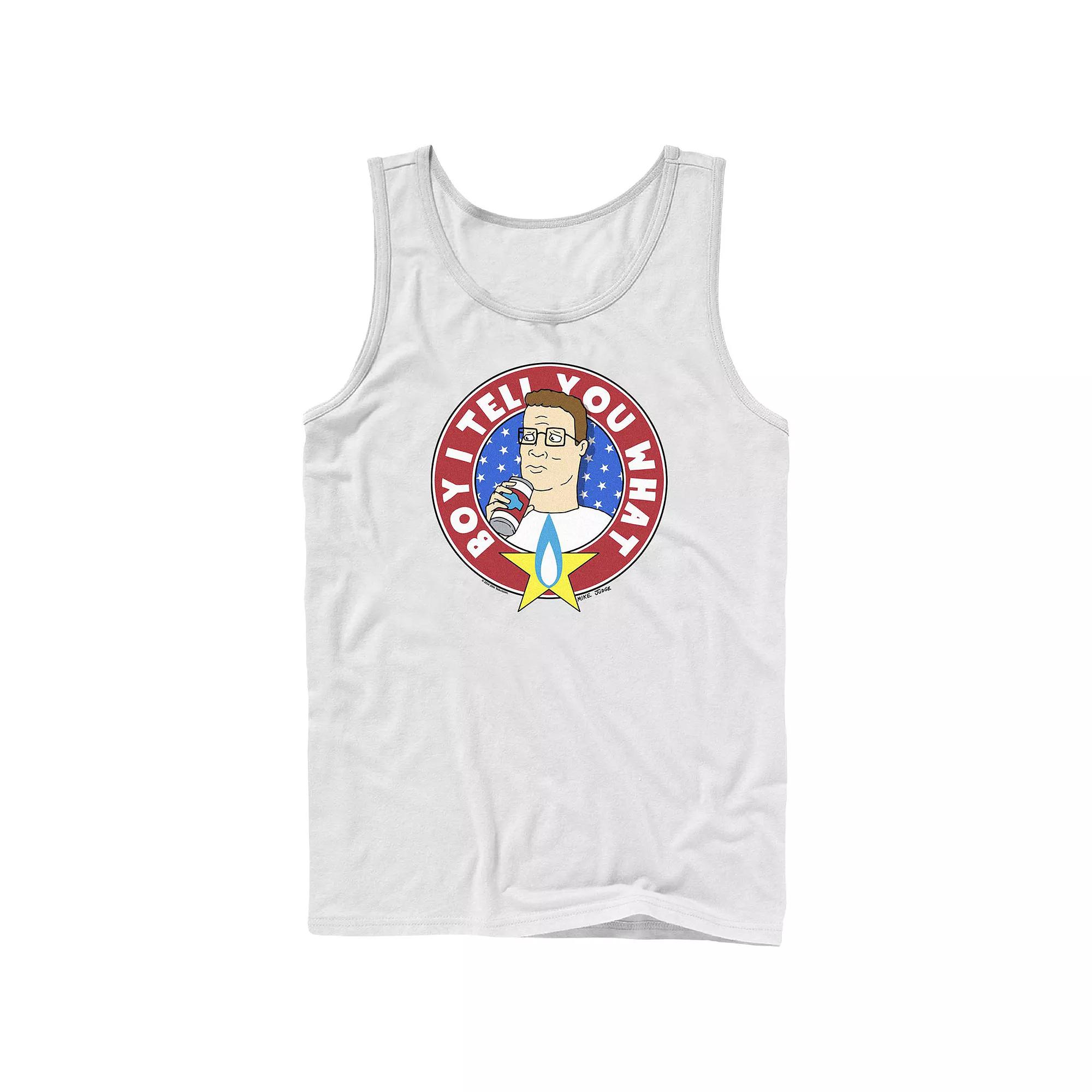 Men's King Of The Hill Boy I Tell You What Stamp Graphic Tank, Size: Large, White Product Image