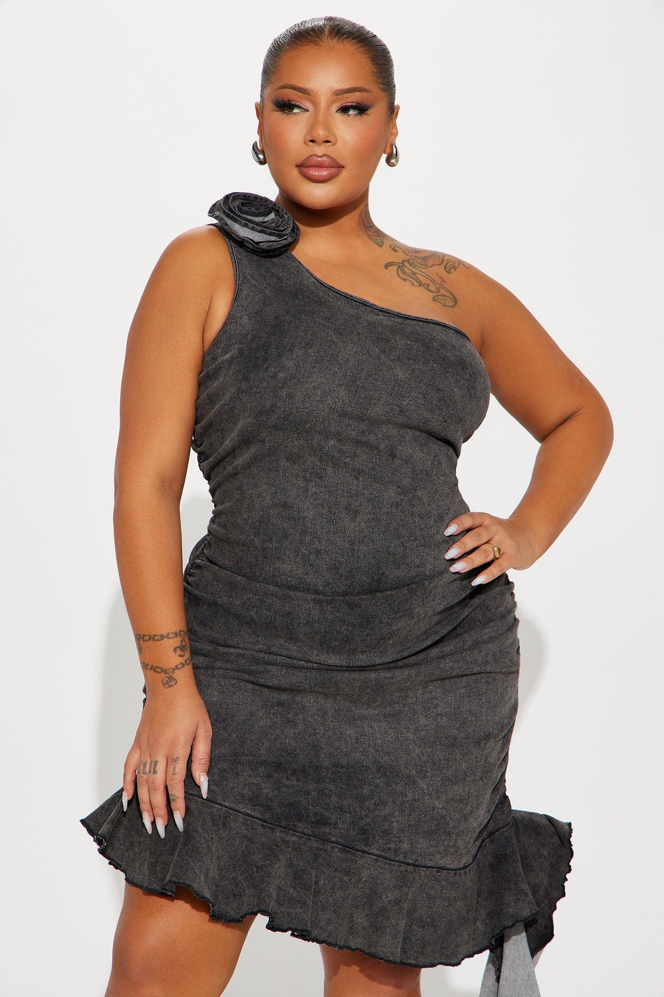 Arianna Denim Mini Dress - Black Product Image