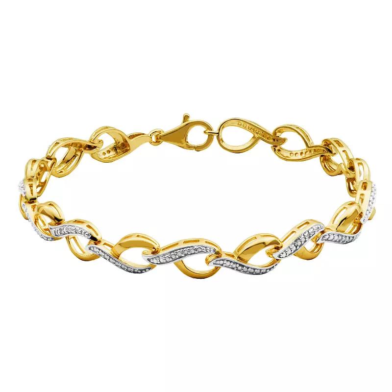 18k Gold Over Silver Diamond Accent Infinity Bracelet, Women's, Size: 7.5", White Product Image