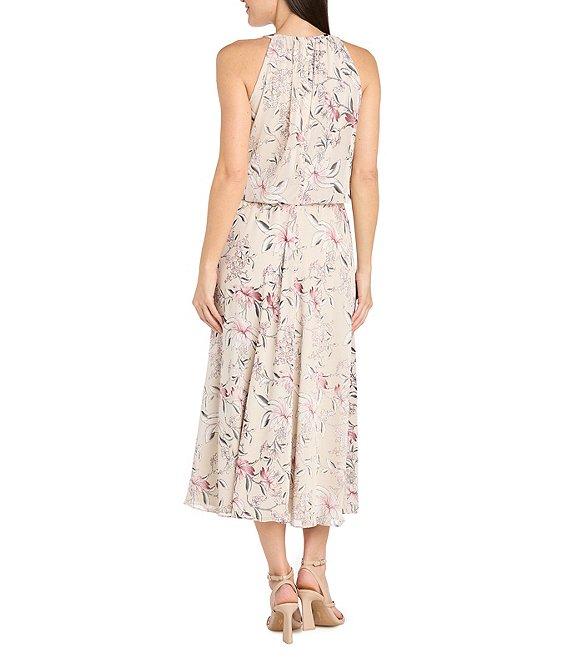 R & M Richards Floral Print Blouson Midi Dress Product Image