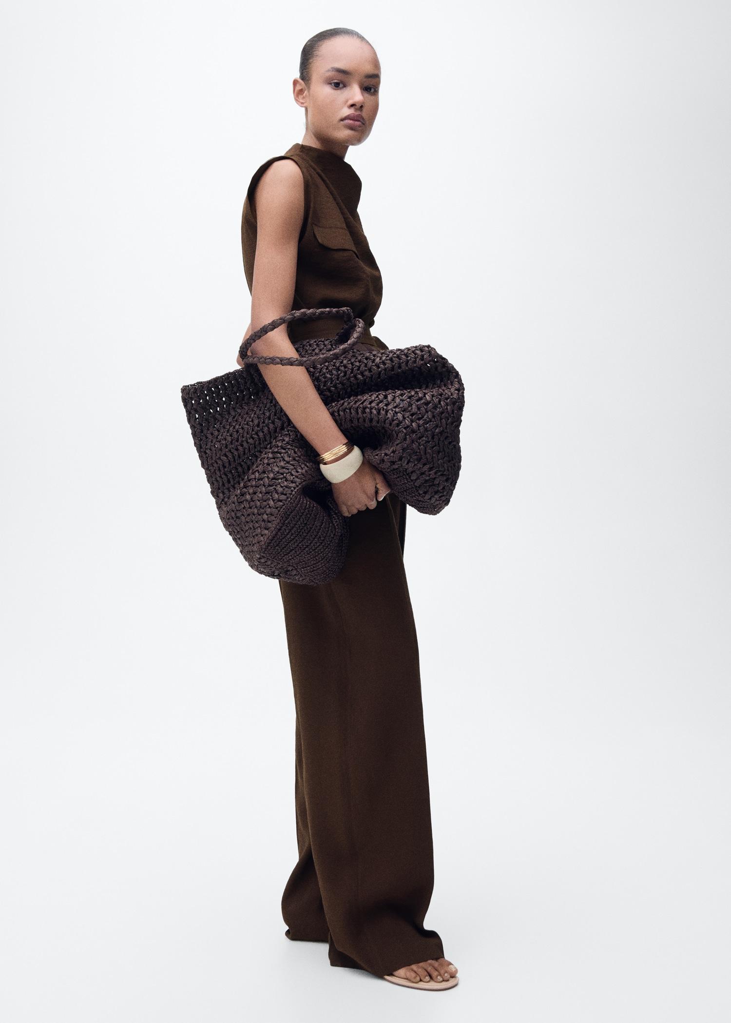 Blouse with draped neck and belt - Women | MANGO USA Product Image