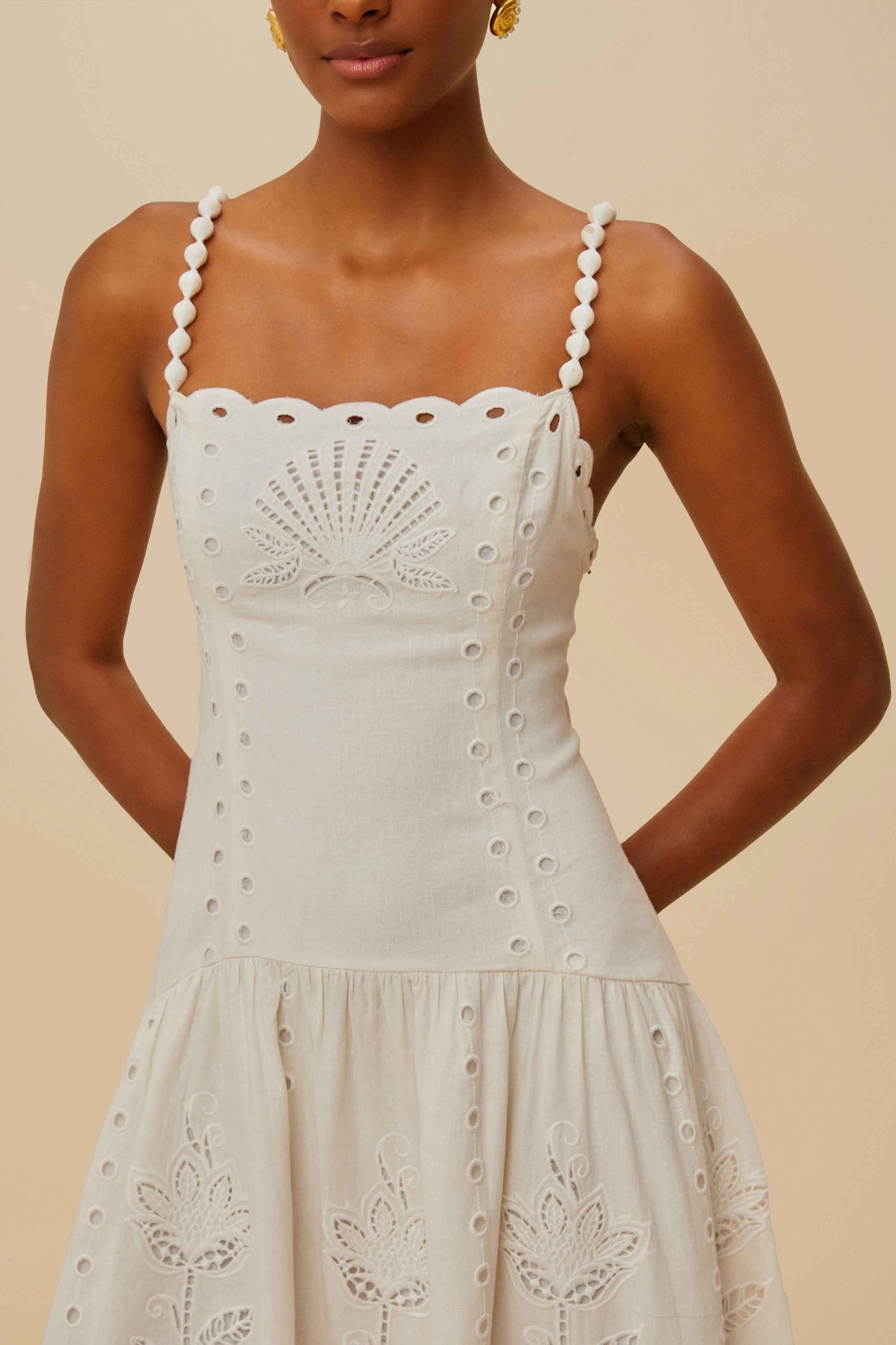 Off-White Richelieu LENZING™ ECOVERO™ Euroflax™ Midi Dress Product Image