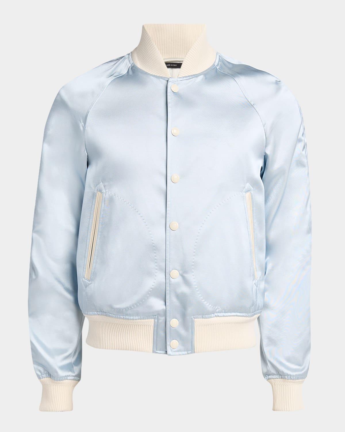 Men's Satin Snap-Front Bomber Jacket Product Image