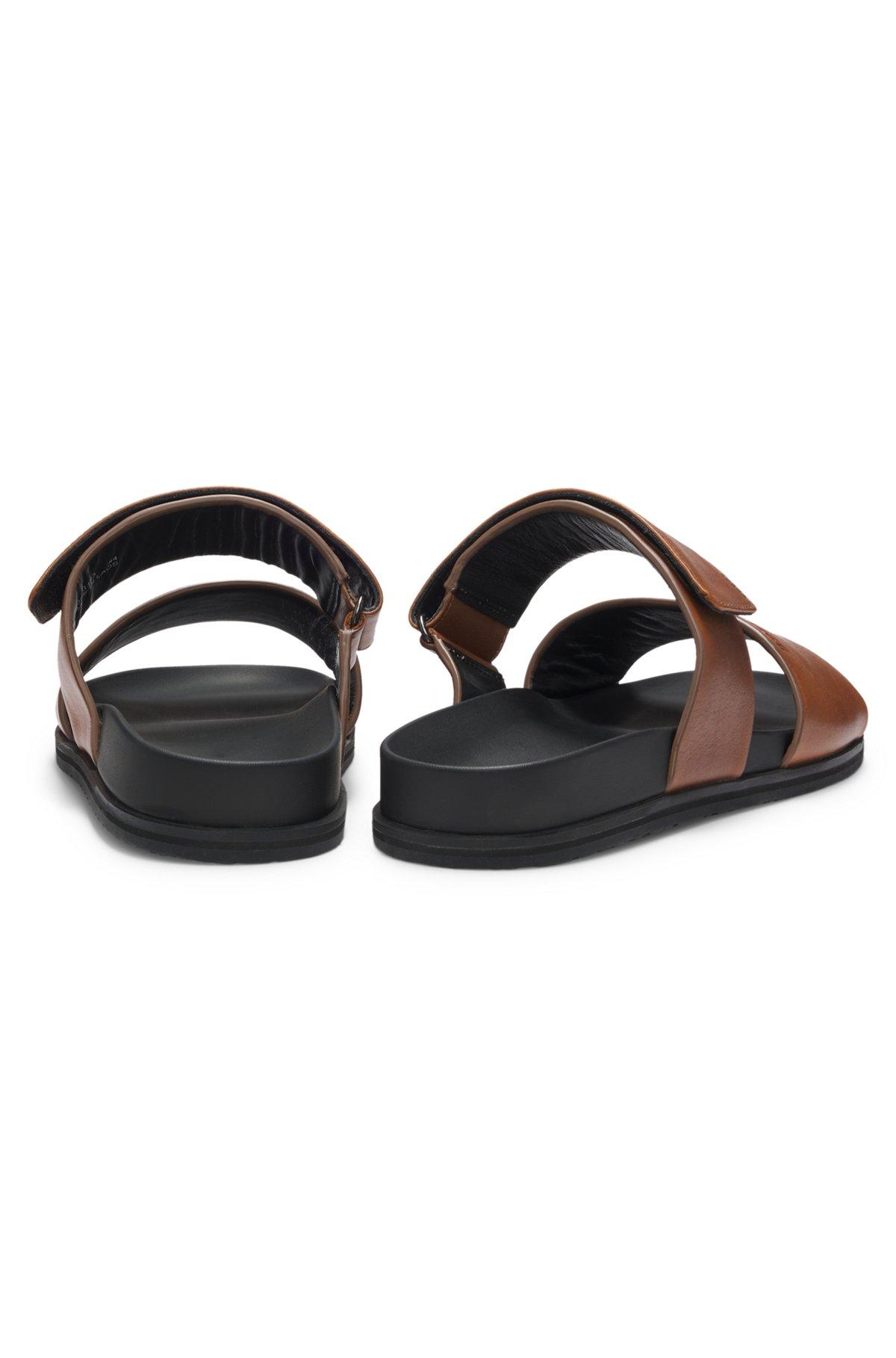 Leather slides with riptape strap Product Image