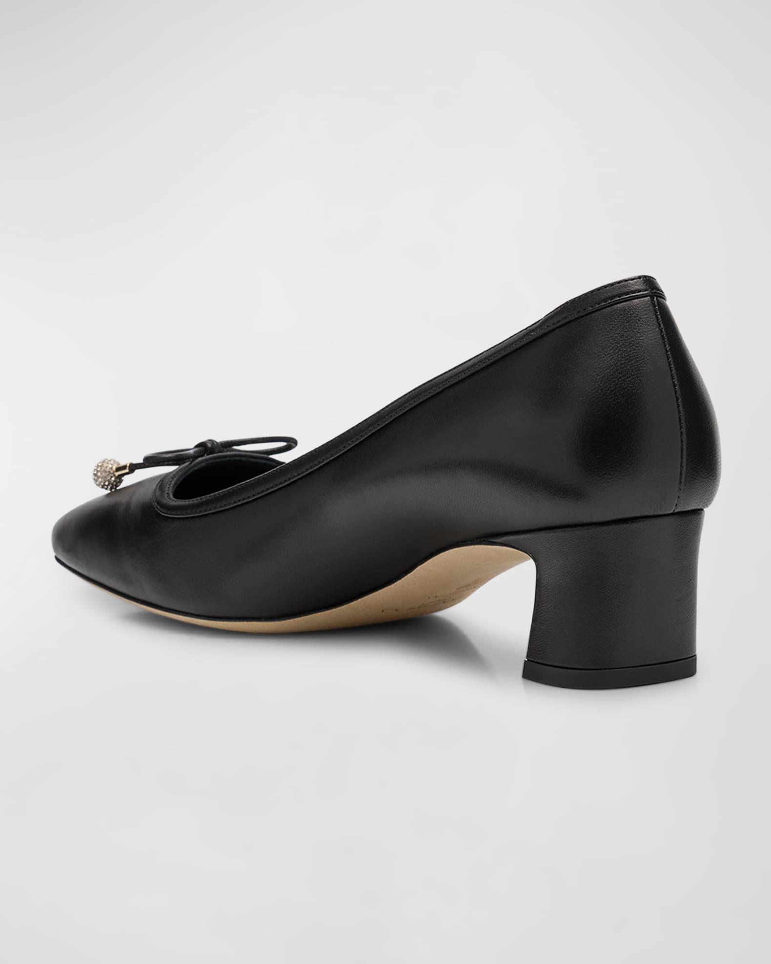 Elme Leather Bow Ballerina Pumps Product Image