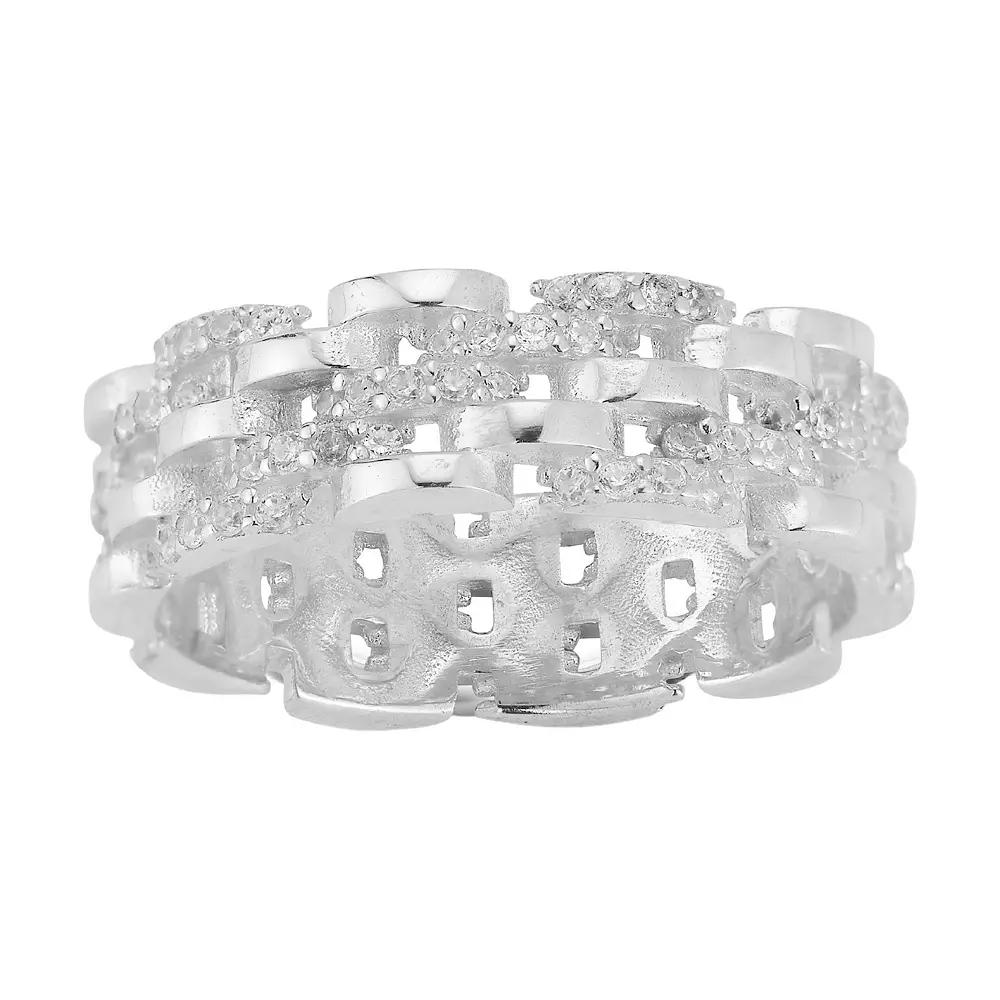 Sunkissed Sterling Cubic Zirconia Chain Link Ring, Women's,  Product Image