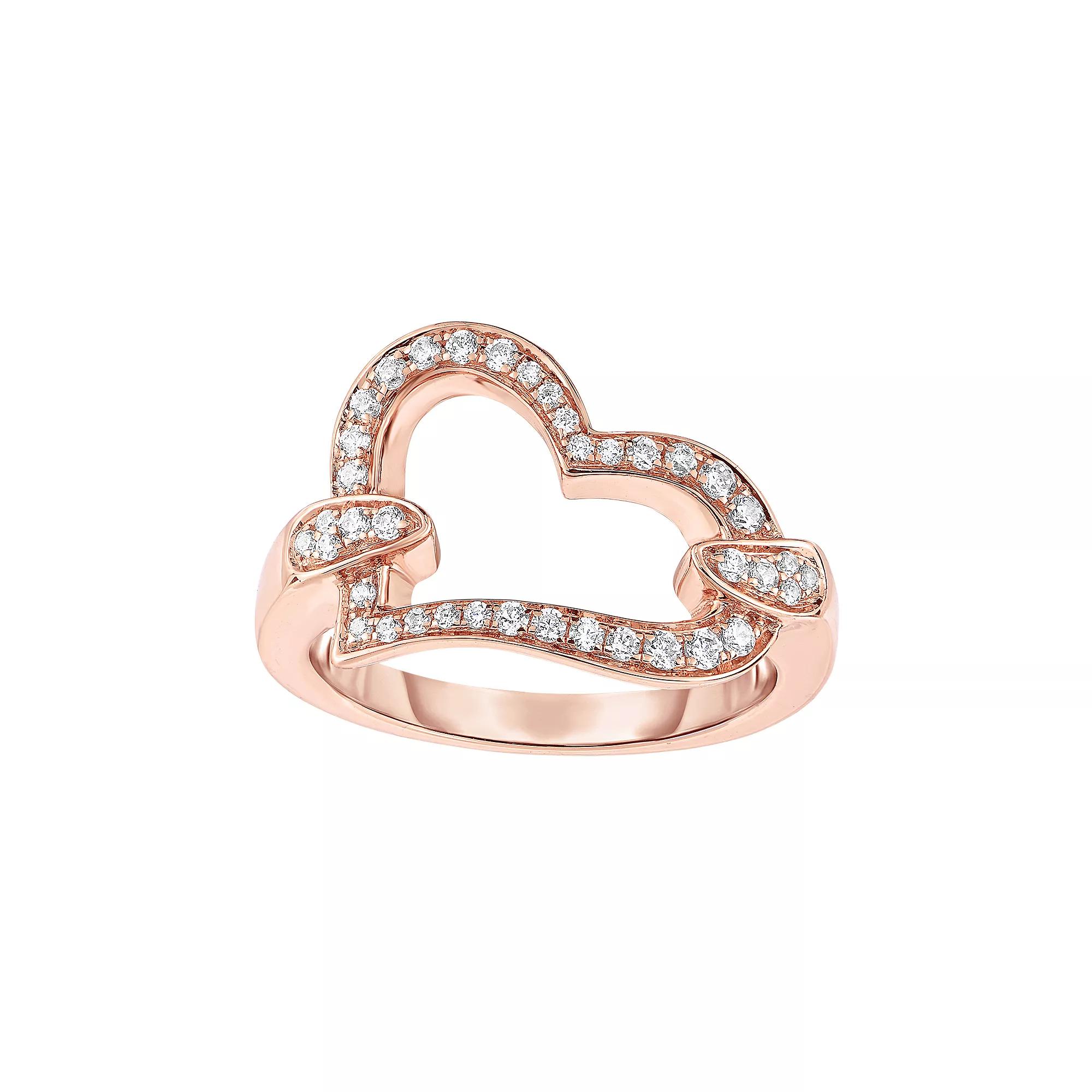 Oro Leoni Sterling Silver Cubic Zirconia Heart Ring, Women's,  Product Image