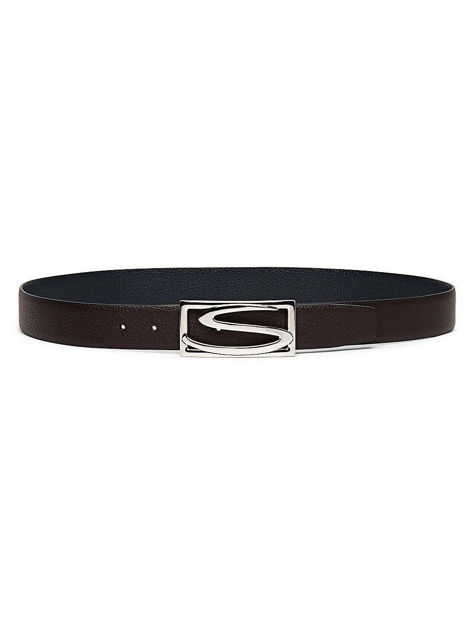 Santoni Mens Leather Logo Buckle Belt Product Image
