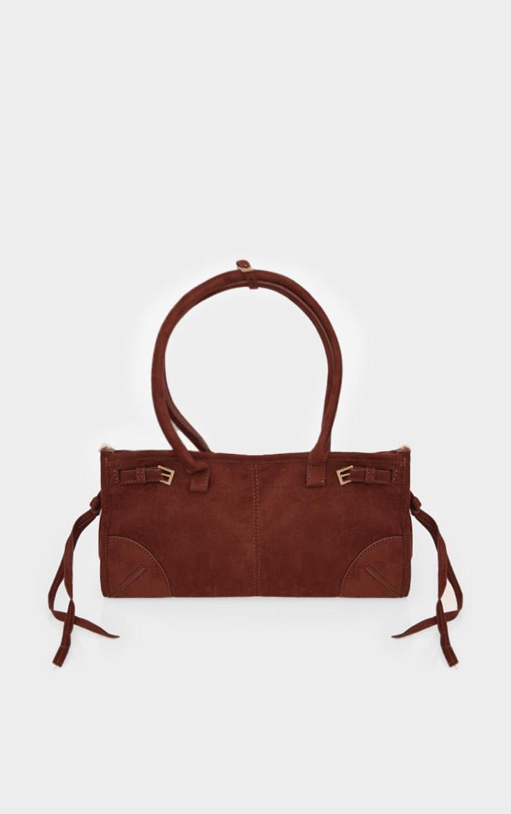 Chocolate Faux Suede Long Shoulder Bag Product Image