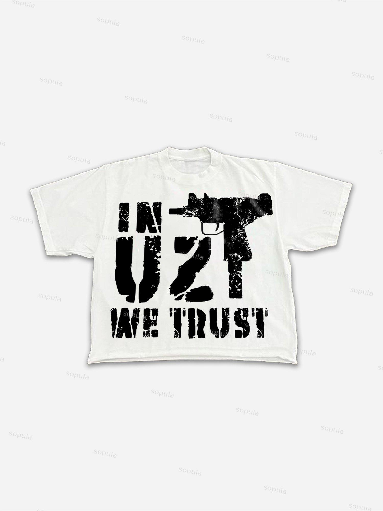 In Uzi We Trust Vintage Graphic Cropped T-shirt Product Image
