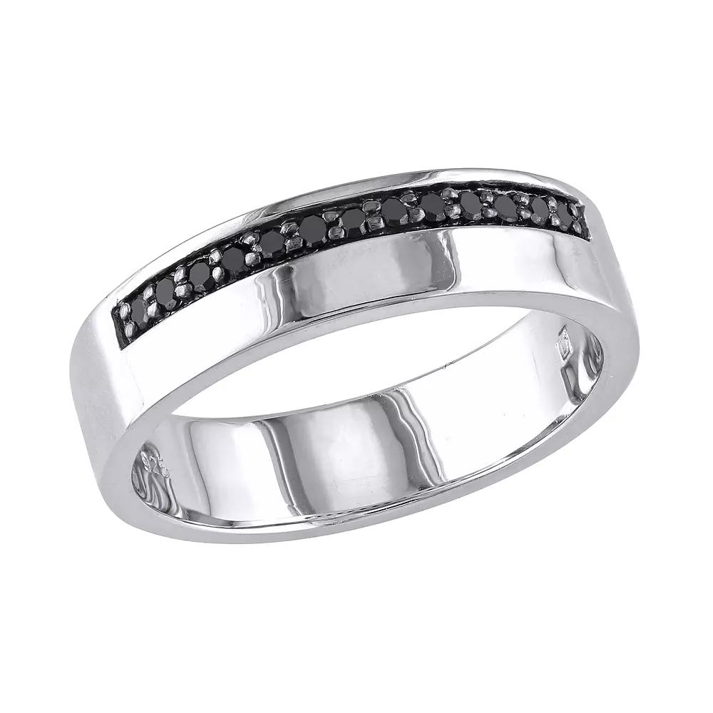 Stella Grace Sterling Silver Black Diamond Mens Ring Silvertone Product Image