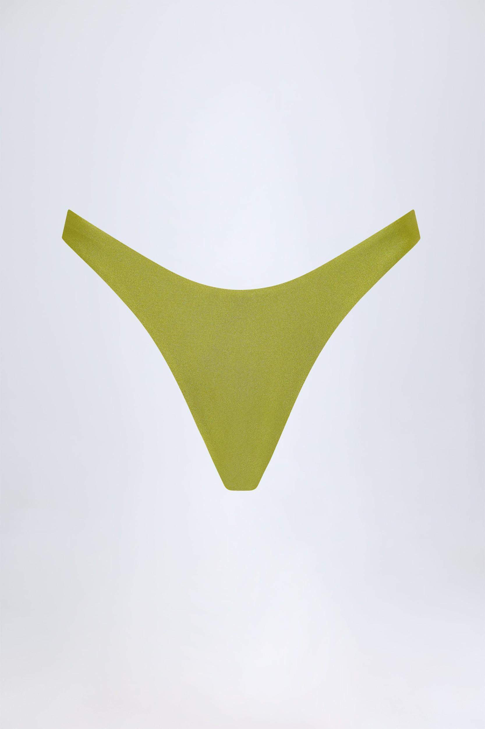 High-Leg Cheeky Bikini Bottoms in Olive Green Product Image