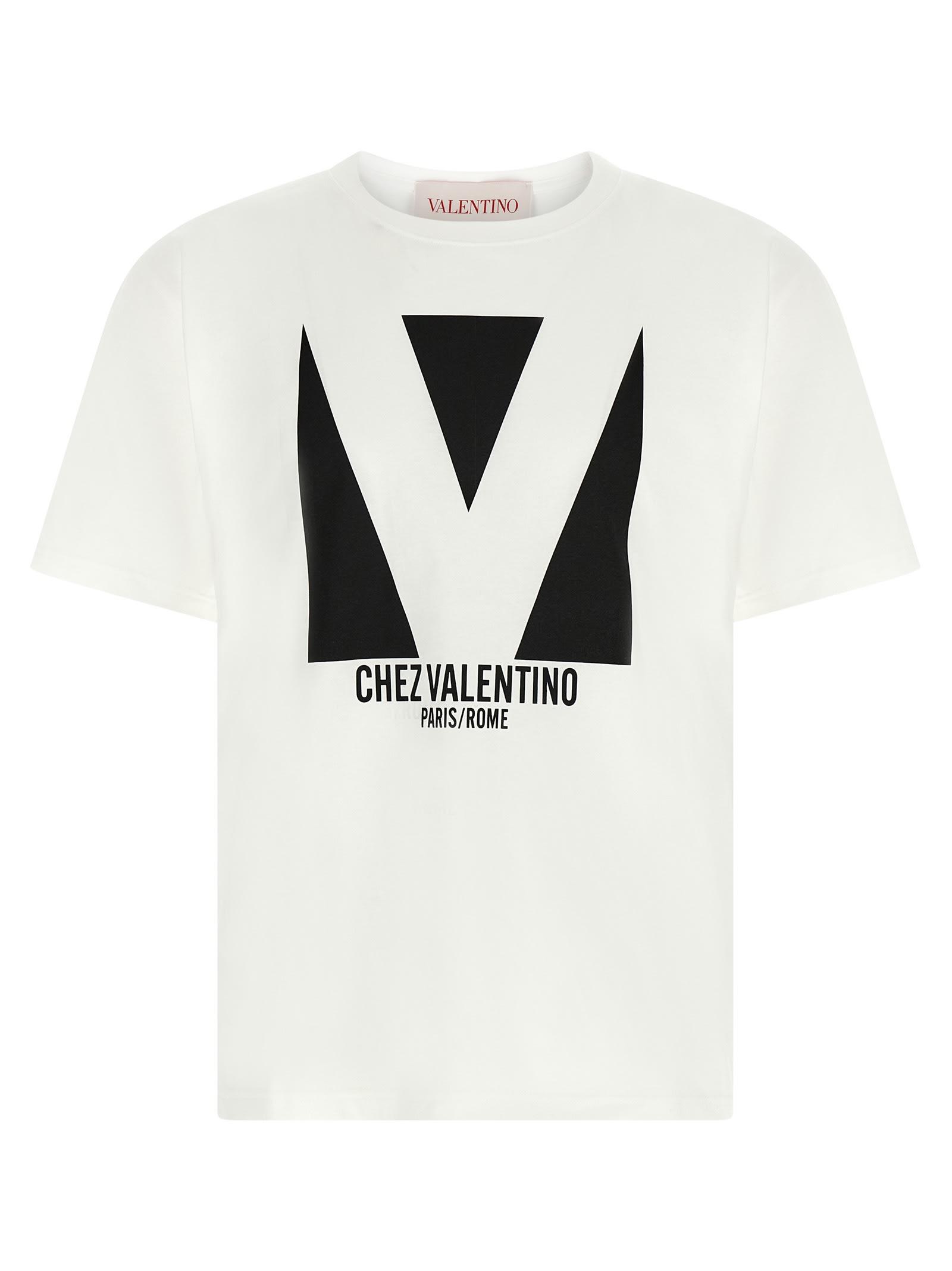 VALENTINO Mens Avorio Logo-print Crew-neck Cotton-jersey T-shirt Product Image