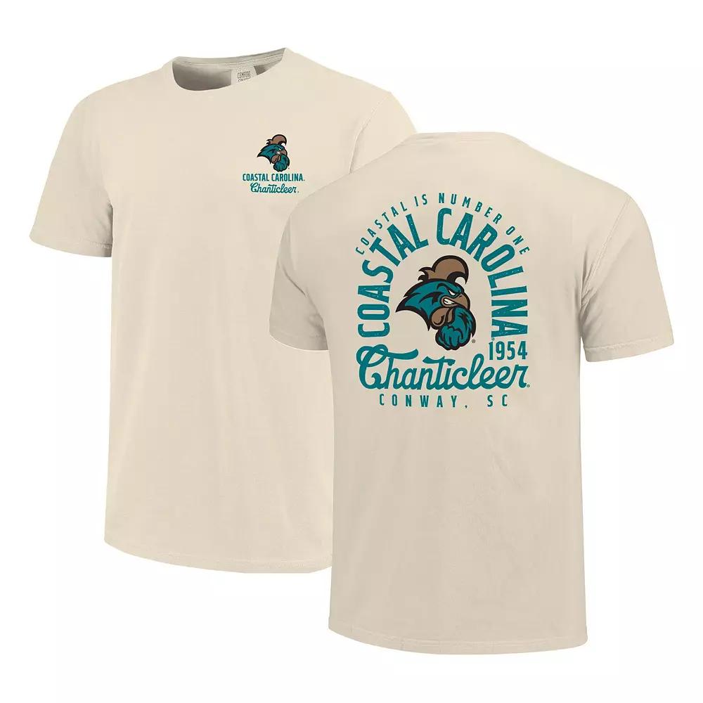 Men's Cream Coastal Carolina Chanticleers Comfort Colors Mascot Overlay T-Shirt, Size: 2XL, Nc2 Beige Product Image