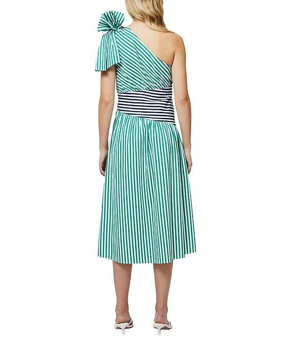 French Connection Alexis Stripe Print One Shoulder Sleeveless Midi Cotton Dress Product Image