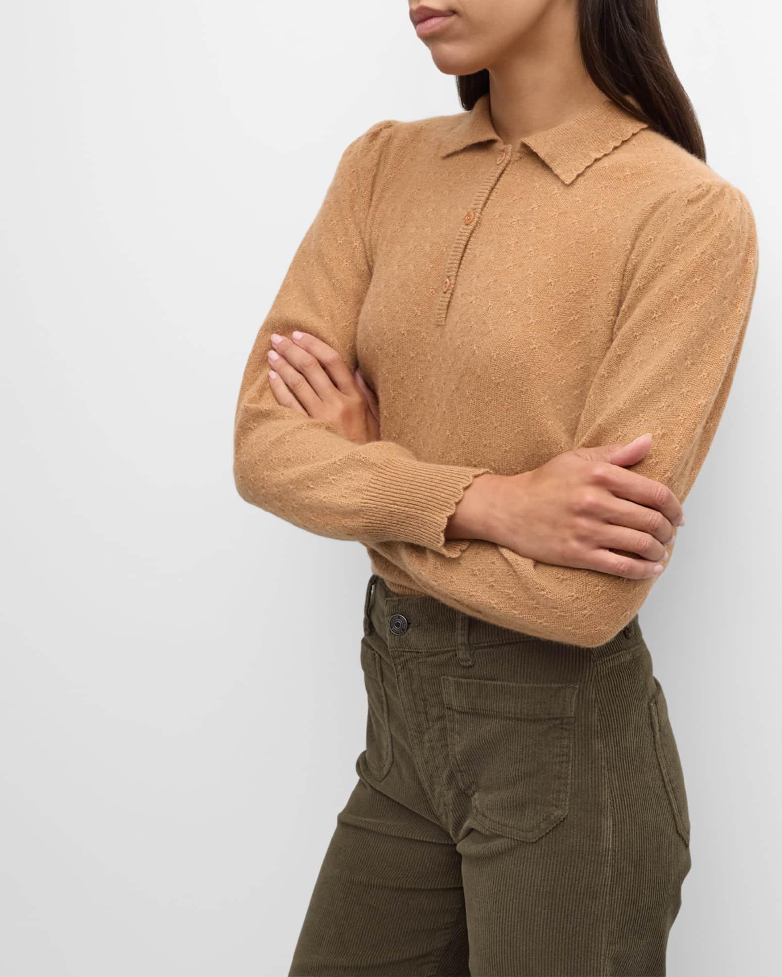 Scalloped Cashmere Polo Sweater Product Image