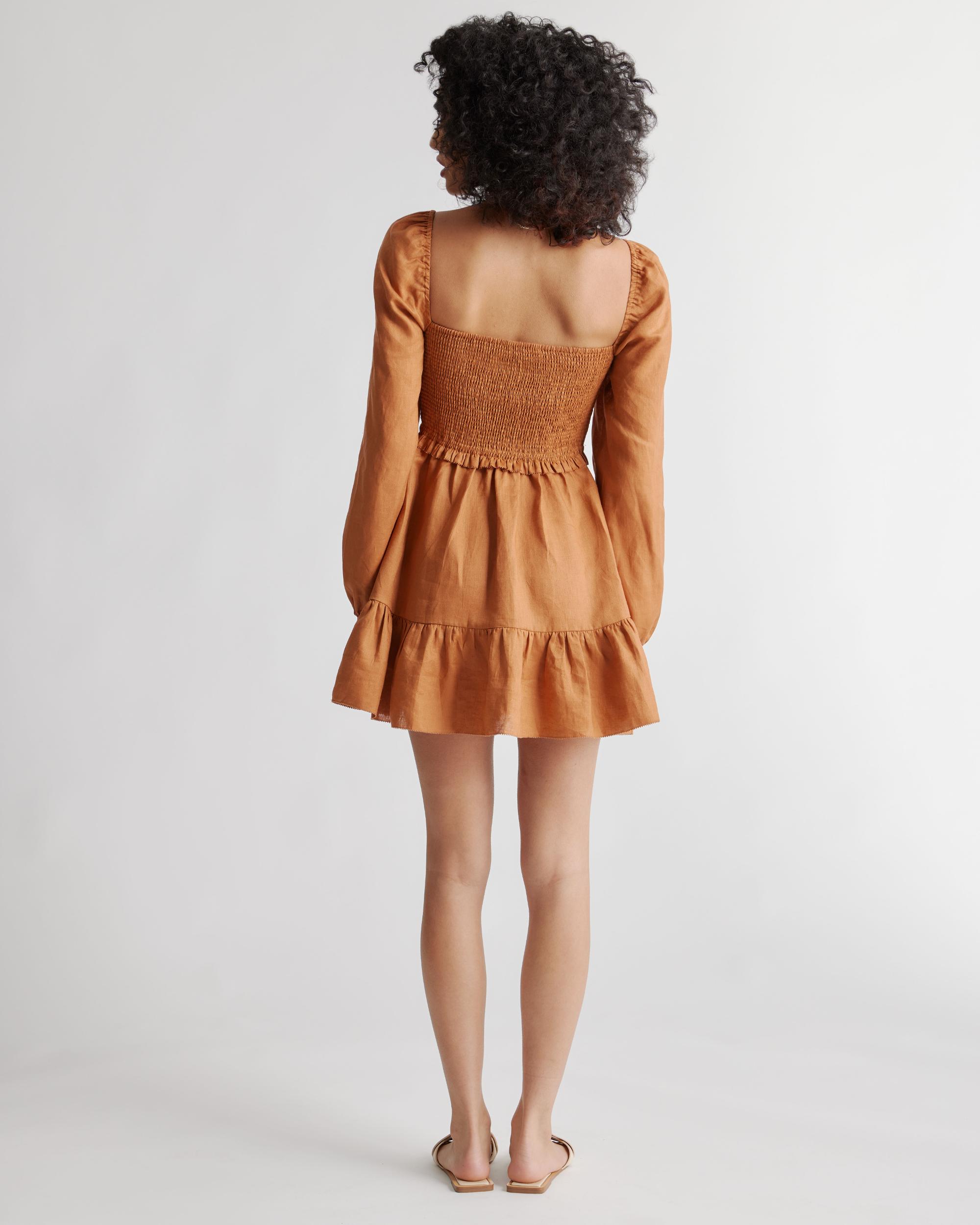 Quince | Women's 100% European Linen Smocked Mini Dress Product Image