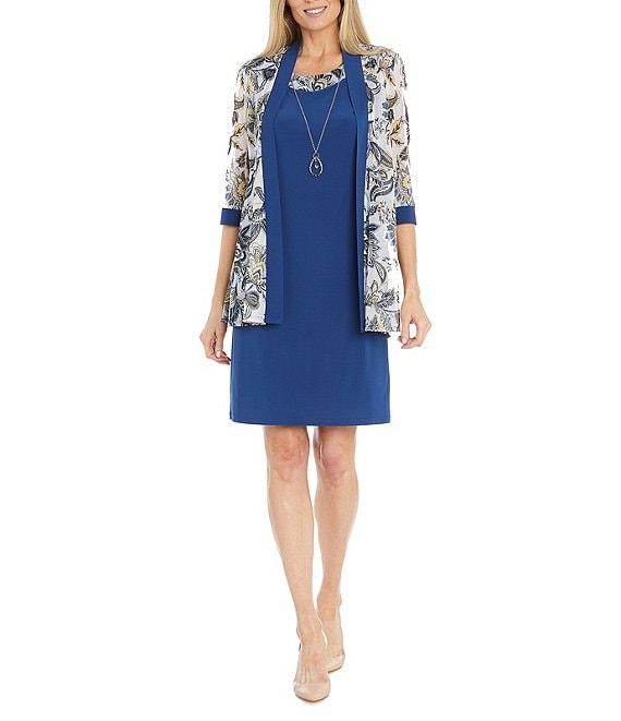 R & M Richards Petite Size 2-Piece Printed Jacket Dress Product Image