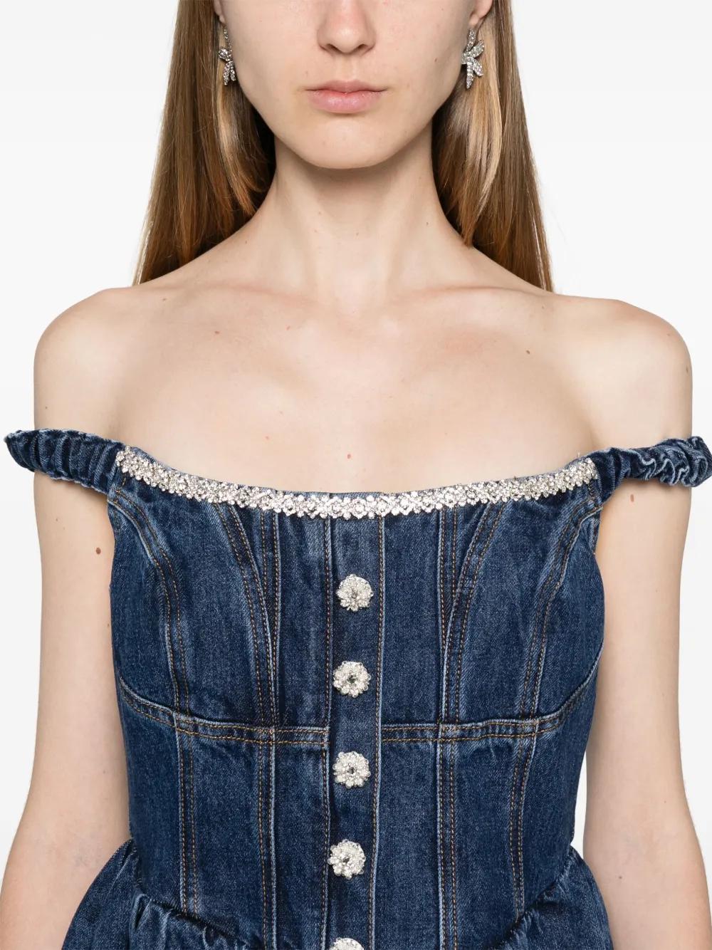 crystal-embellished denim mini dress Product Image