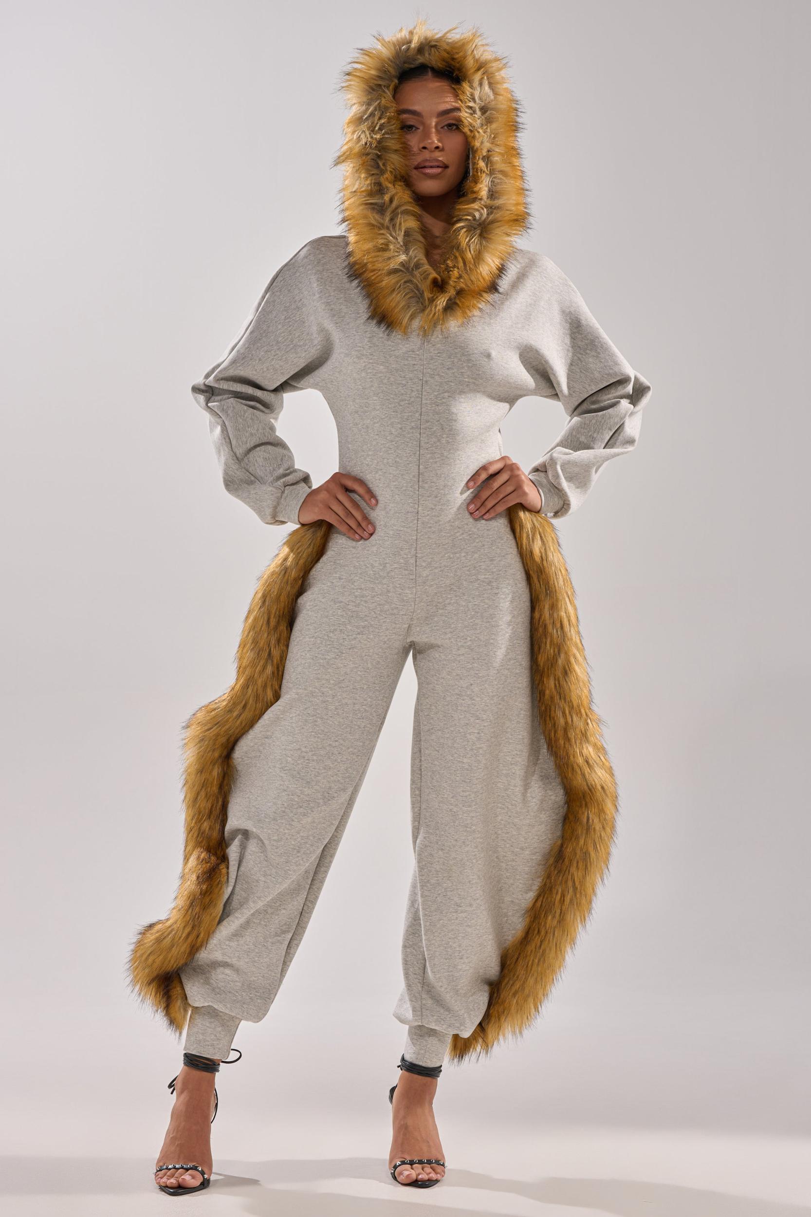 YOU WISH JUMPSUIT WITH FUR ACCENTS Product Image