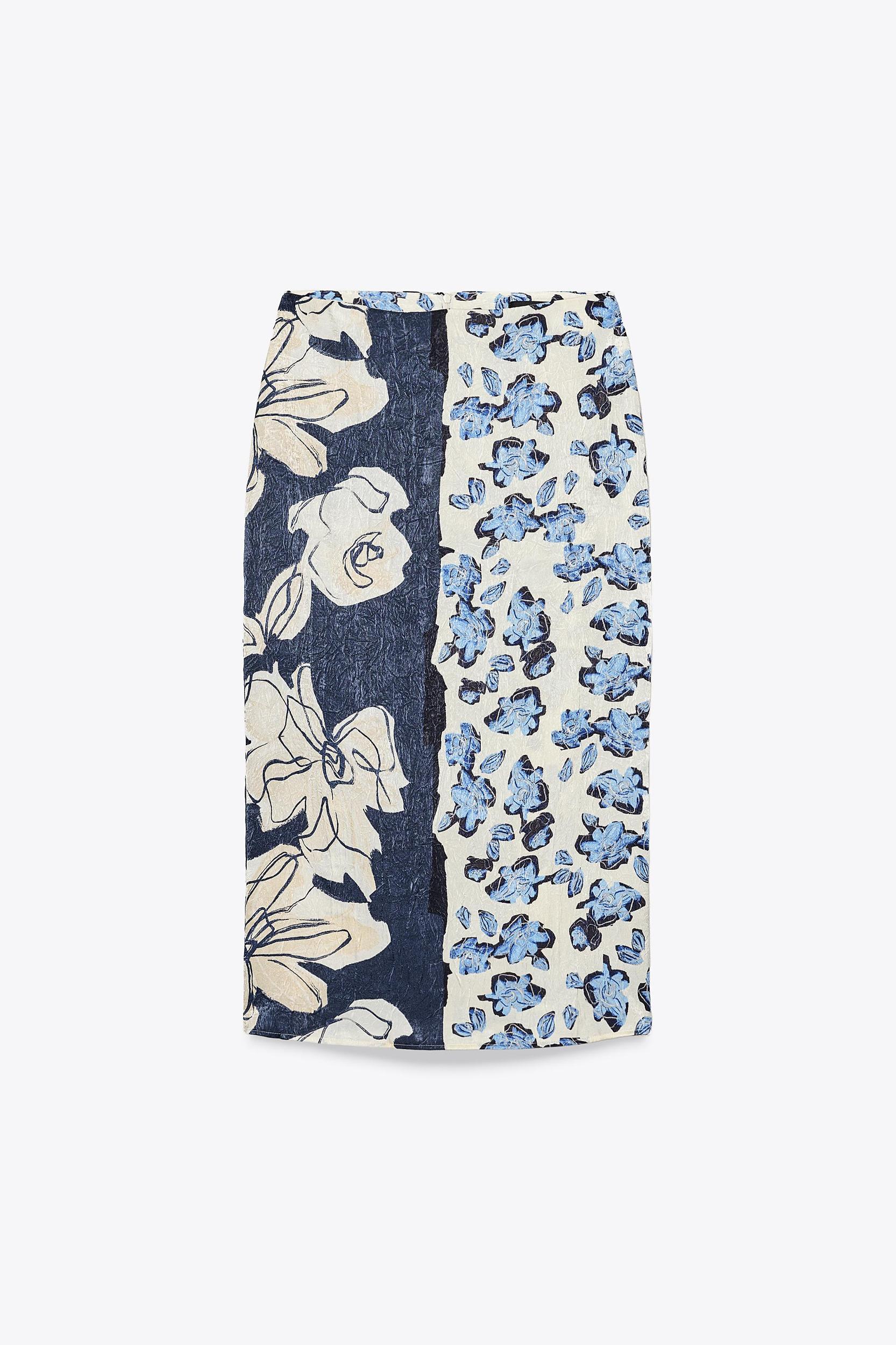 SATIN PRINTED MIDI SKIRT Product Image
