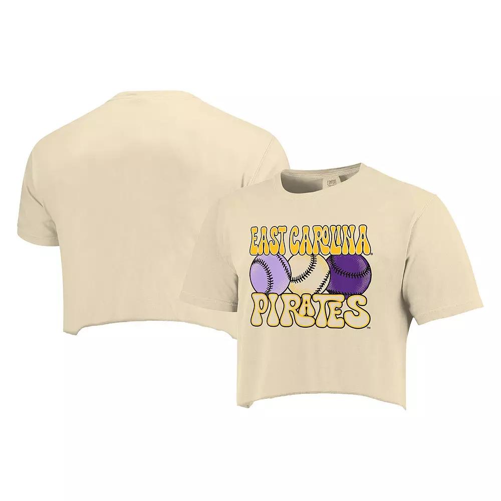 Women's Natural ECU Pirates Comfort Colors Baseball Cropped T-Shirt,  Product Image