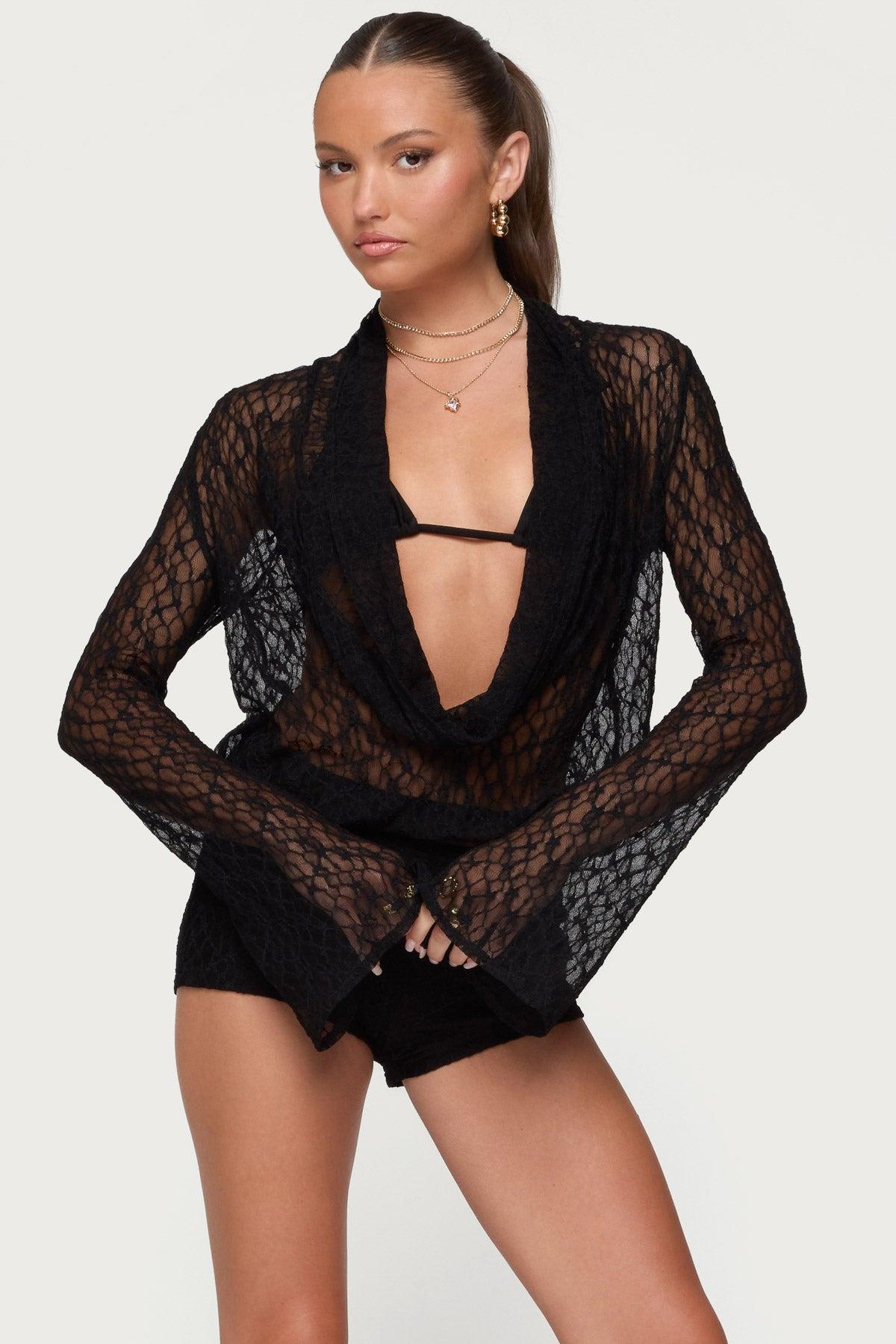 Lera Lacey Sheer Mesh Top Product Image