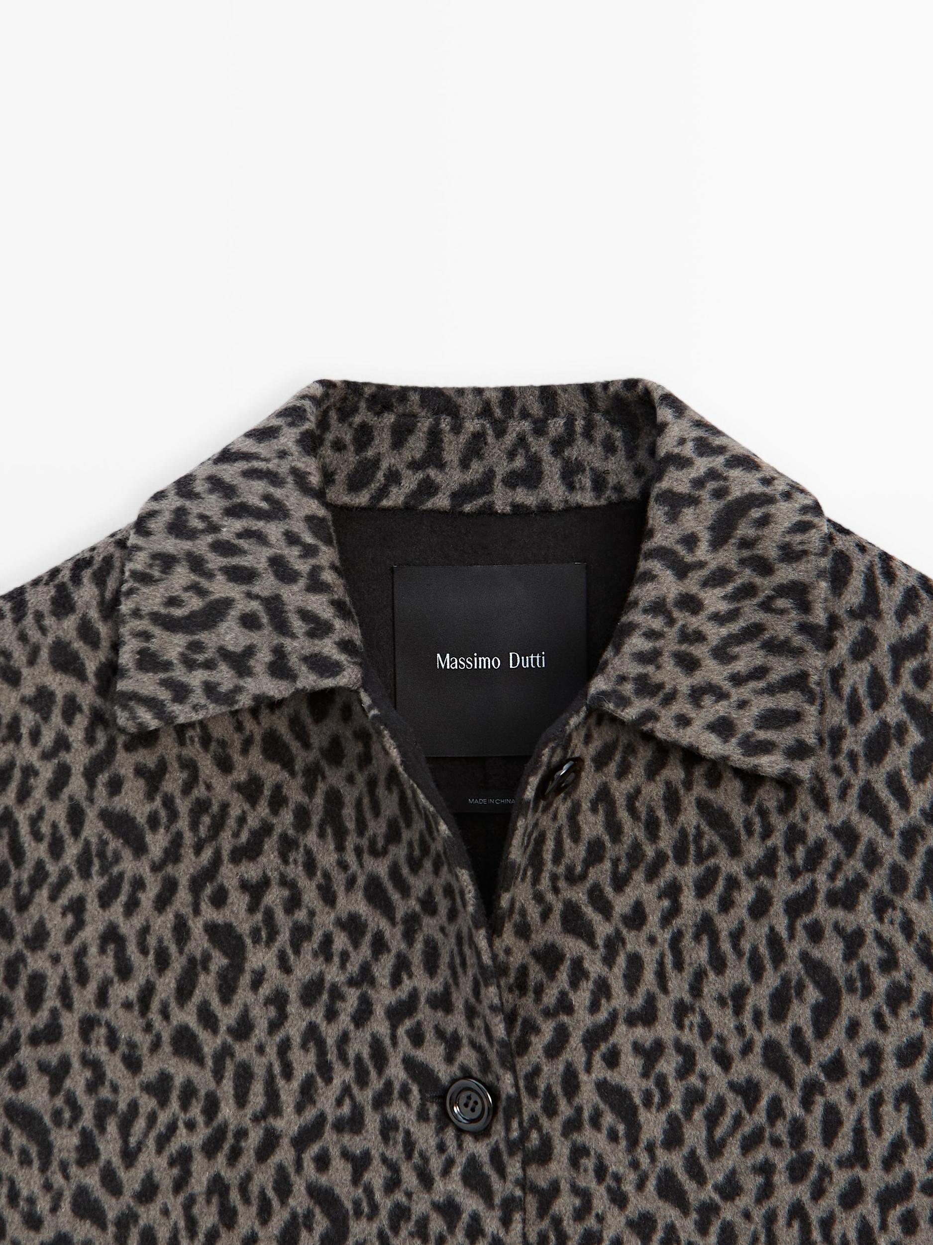 Wool blend animal print coat Product Image