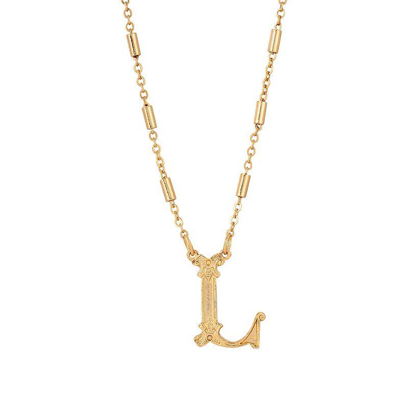 1928 Gold Tone Initial Necklace, Womens, Yellow W Product Image