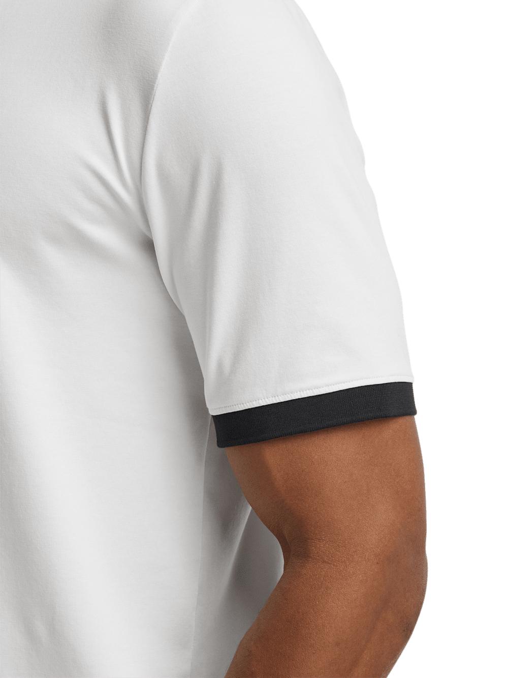 Cotton Blend Three Button Polo - White Product Image