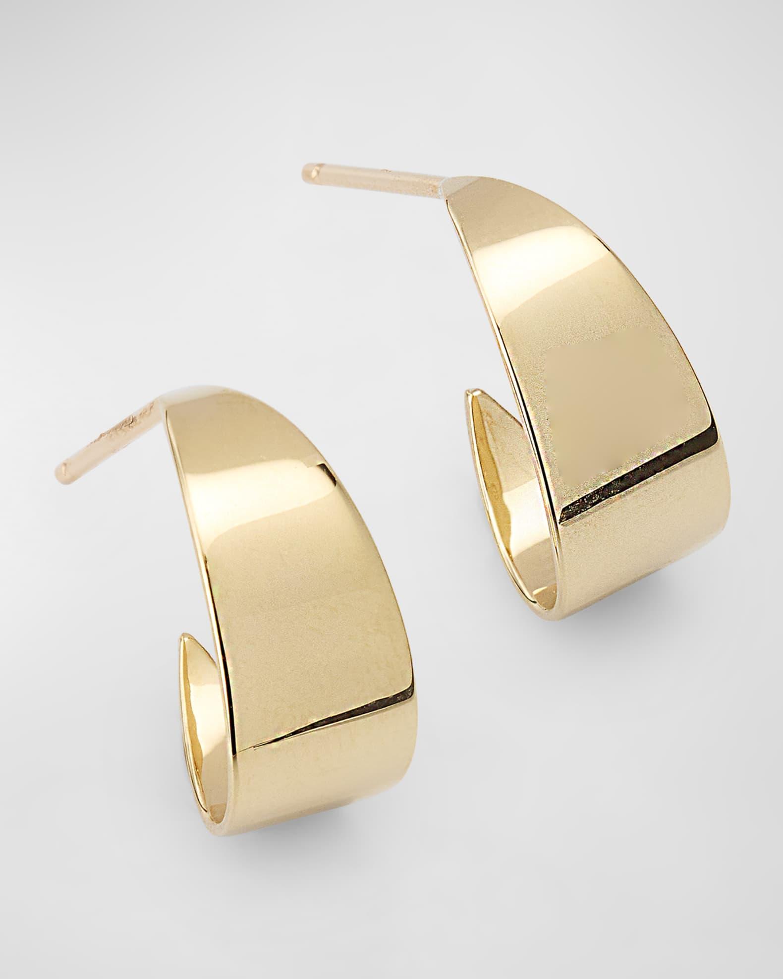 14K Yellow Gold Wrapped Wide Curved Huggie Earrings Product Image