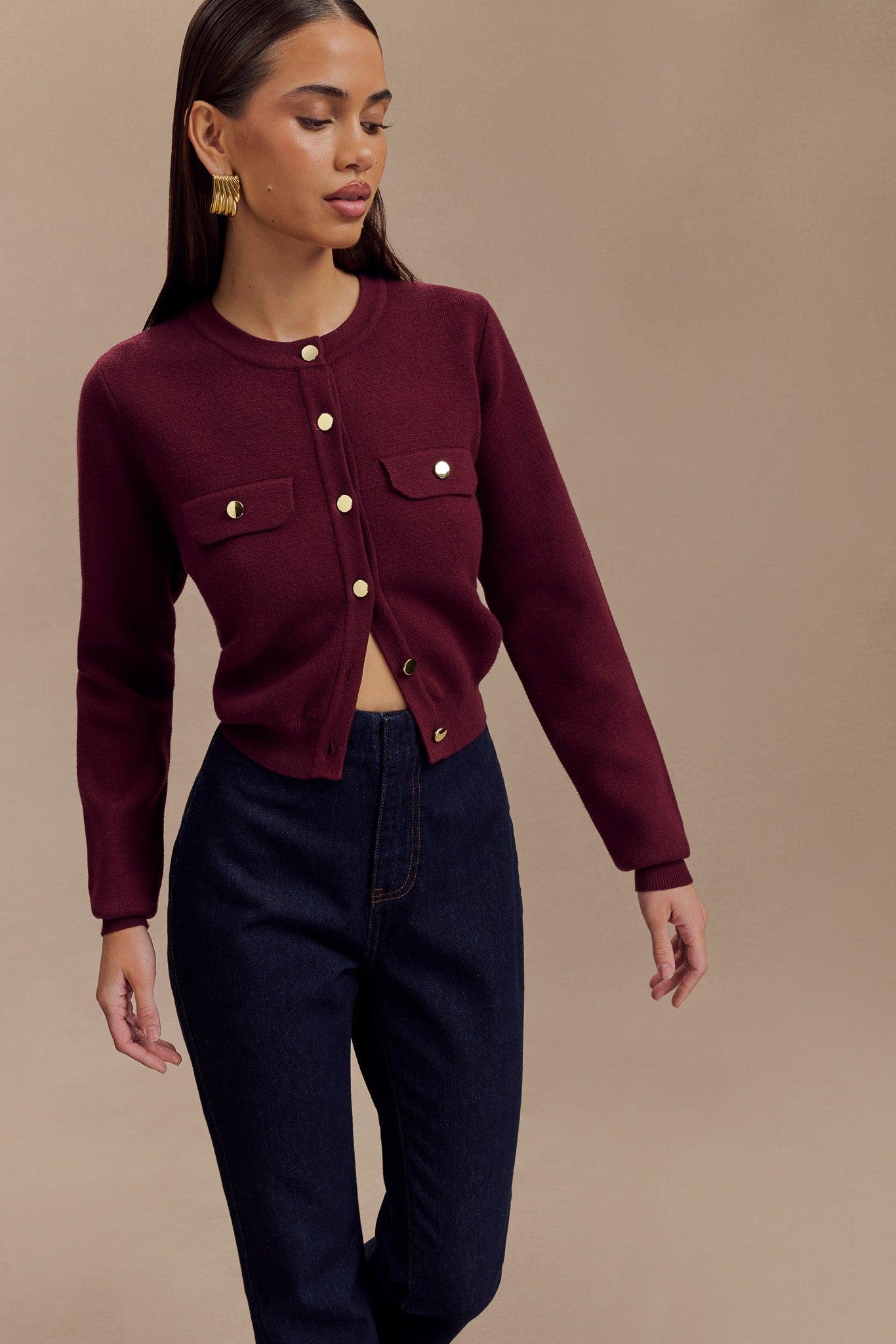 Tabitha Knit Cardigan - Merlot Product Image