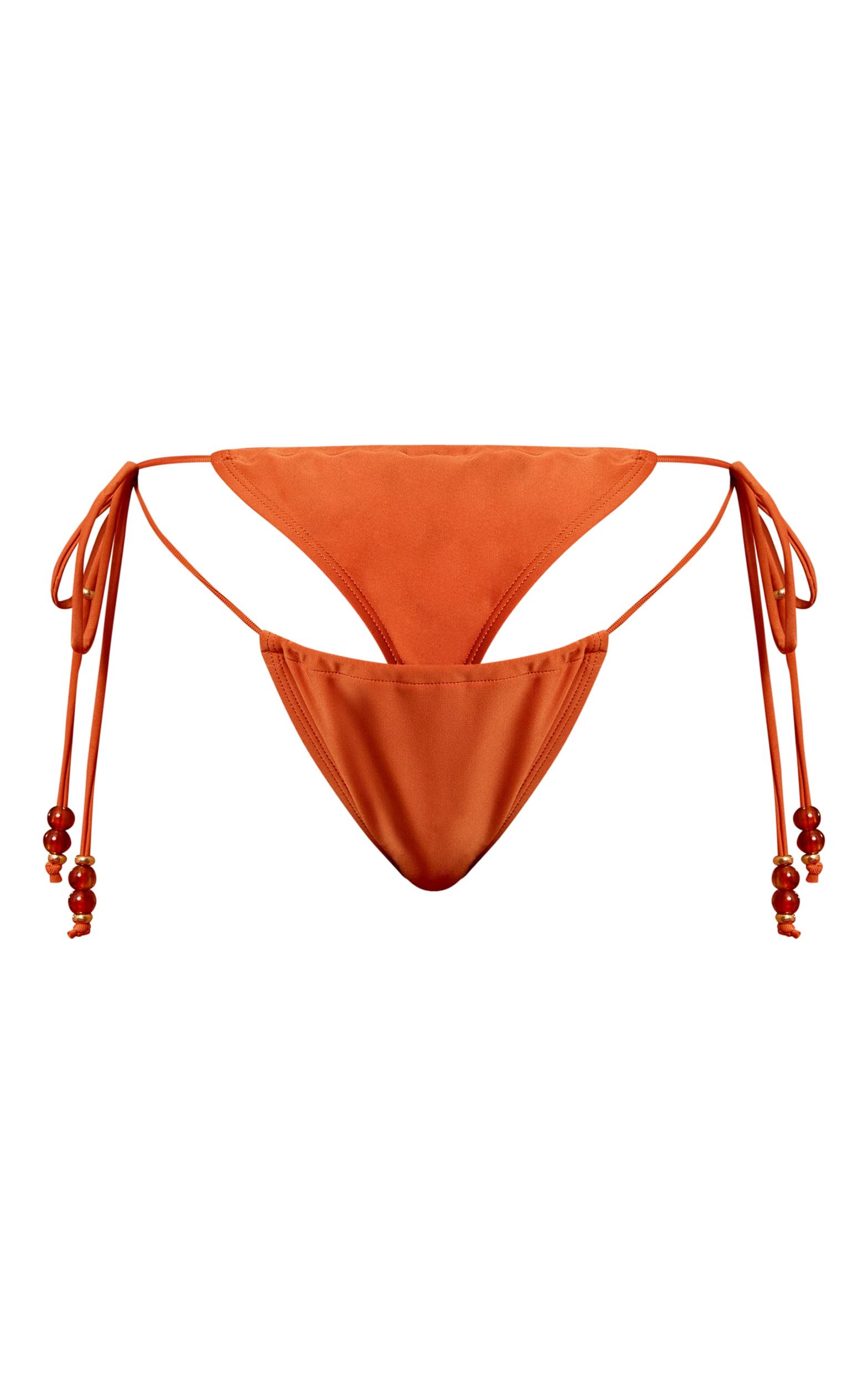 Rust Beaded Tie Side Bikini Bottom Product Image