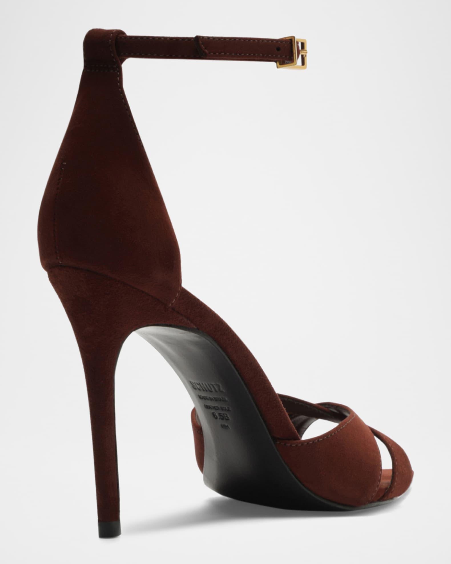 Hilda Leaf Suede Stiletto Sandals Product Image