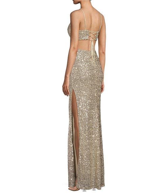 Honey and Rosie Spaghetti Strap Sequin Mermaid Shaped Grown Product Image