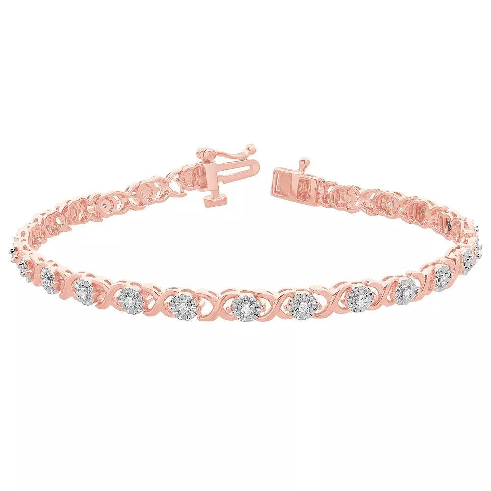 Diamond Brilliance Sterling Silver 1/4 Carat T.W. Lab-Created Diamond Fashion Bracelet, Women's, Size: 7", Pink Tone Product Image