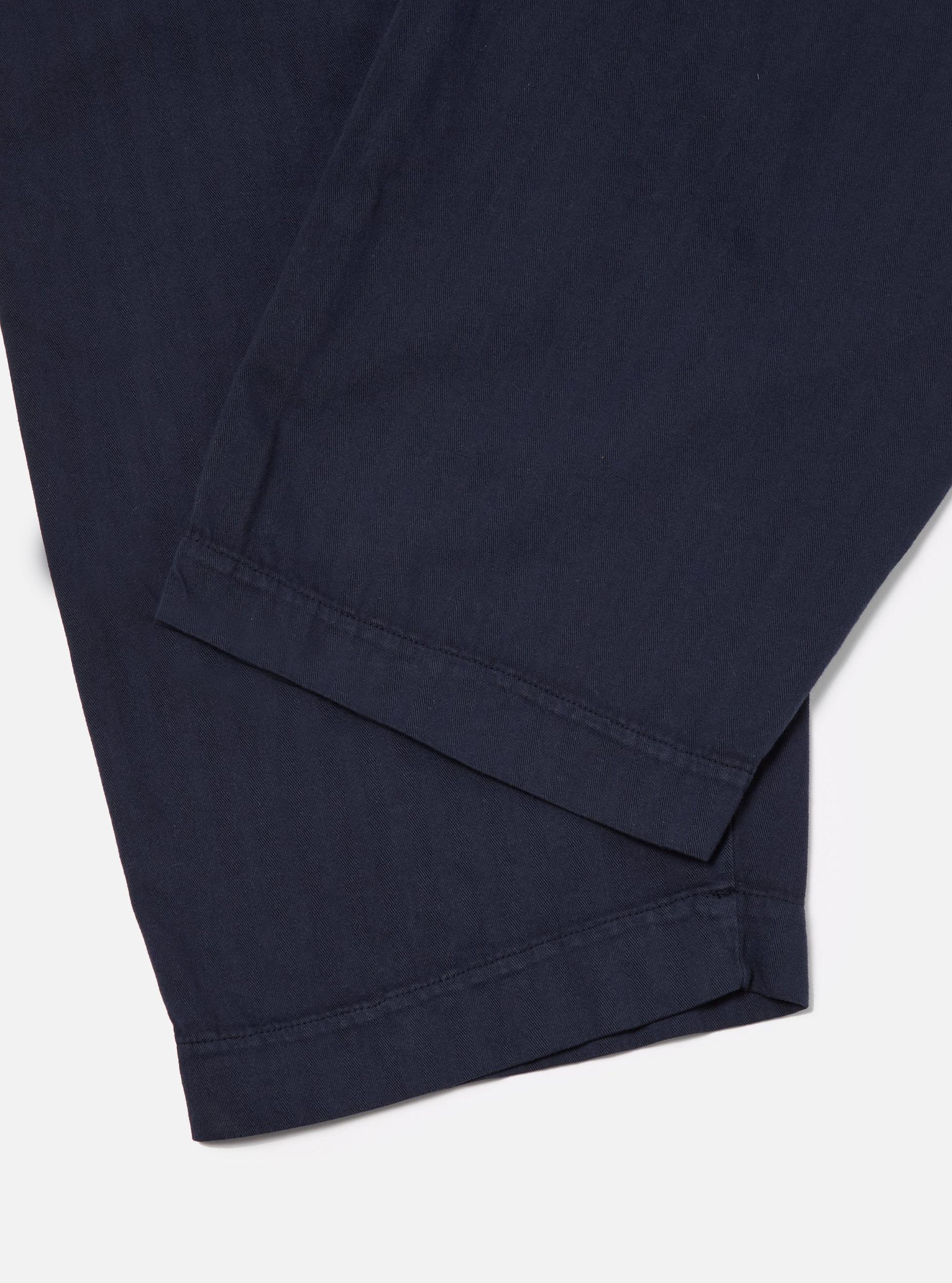 Dark Navy Herringbone Cotton Oxford Pant Product Image