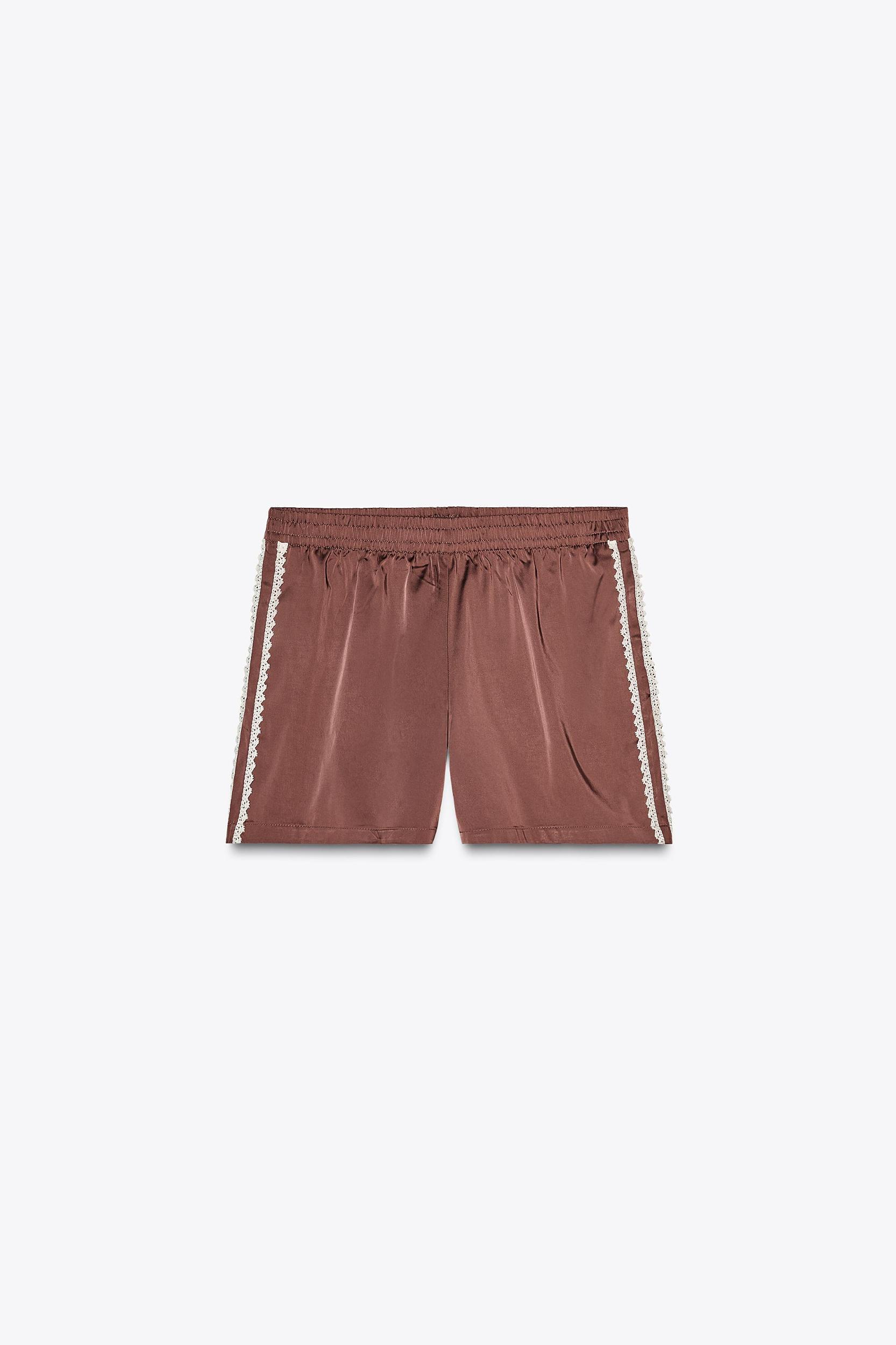 SATIN EFFECT SHORTS WITH LACE Product Image