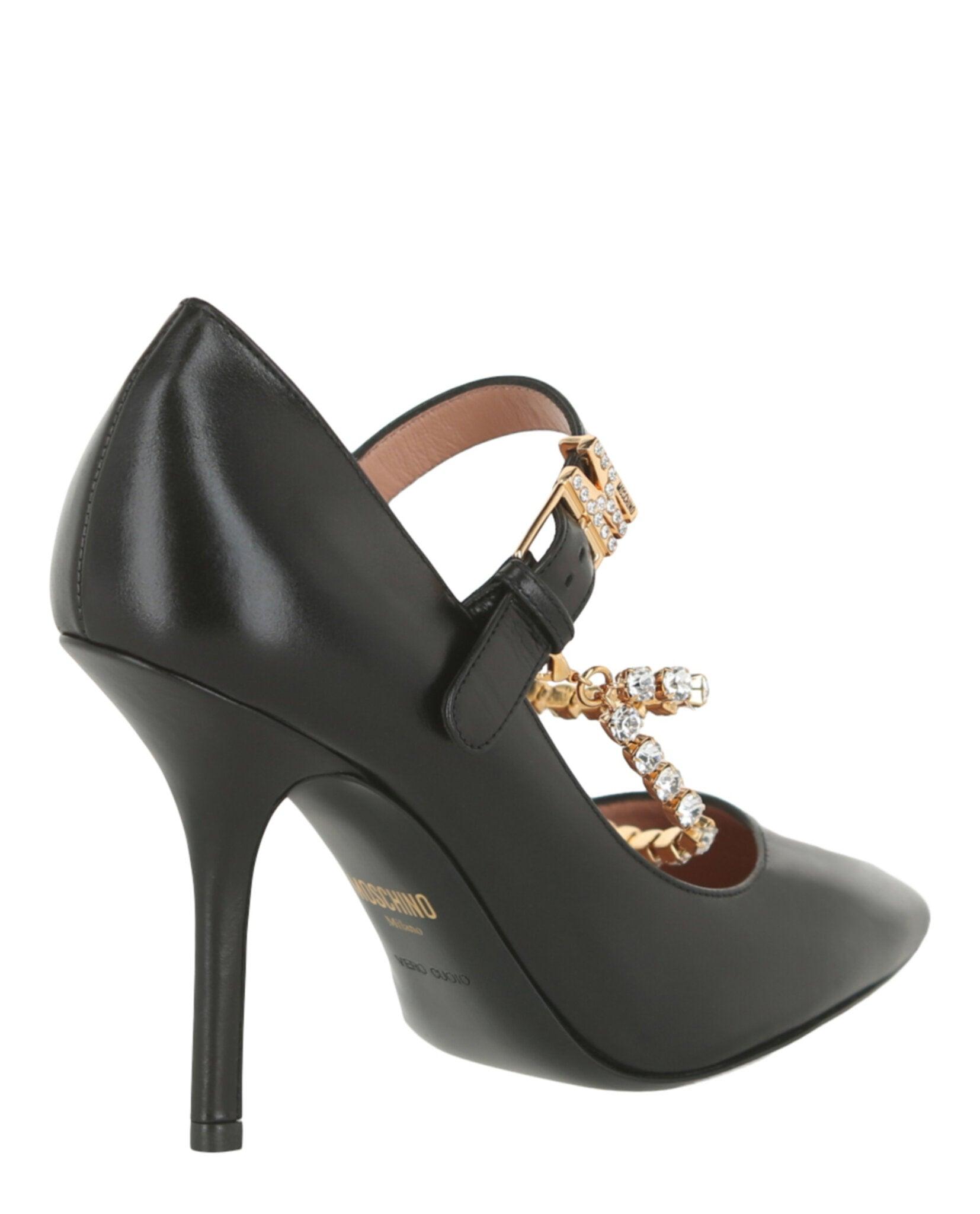 Moschino Rhinestone-Embellished Leather Pumps Female Product Image