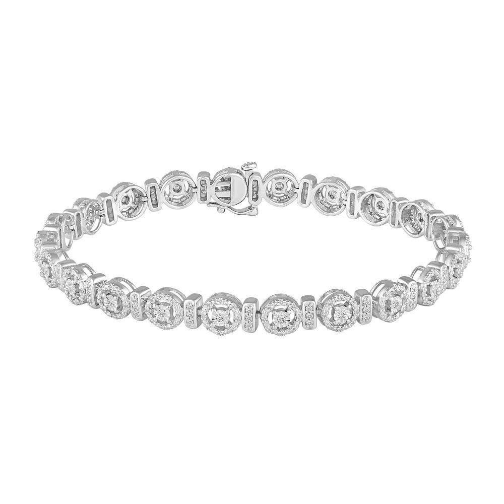 Sterling Silver 1 Carat T.W. Diamond Tennis Bracelet, Women's, Size: 7" Product Image