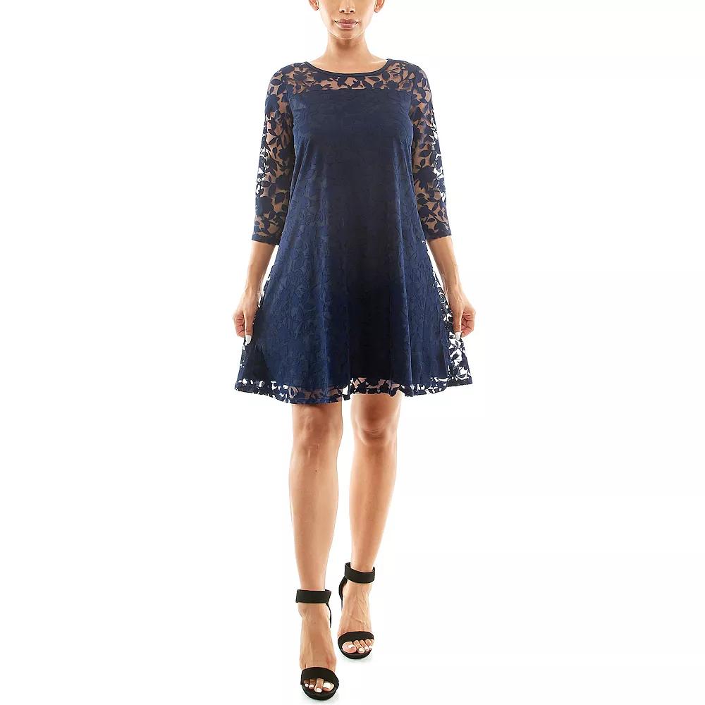 Women's Nina Leonard Burnout Trapeze Dress,  Product Image