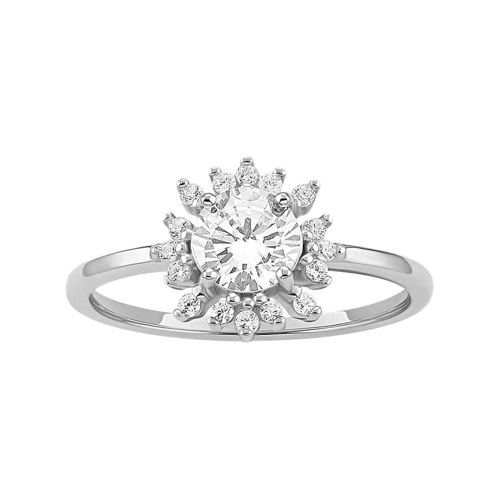 PRIMROSE Sterling Silver Cubic Zirconia Flower Ring, Women's, Size: 7, Sterling Silver White Product Image
