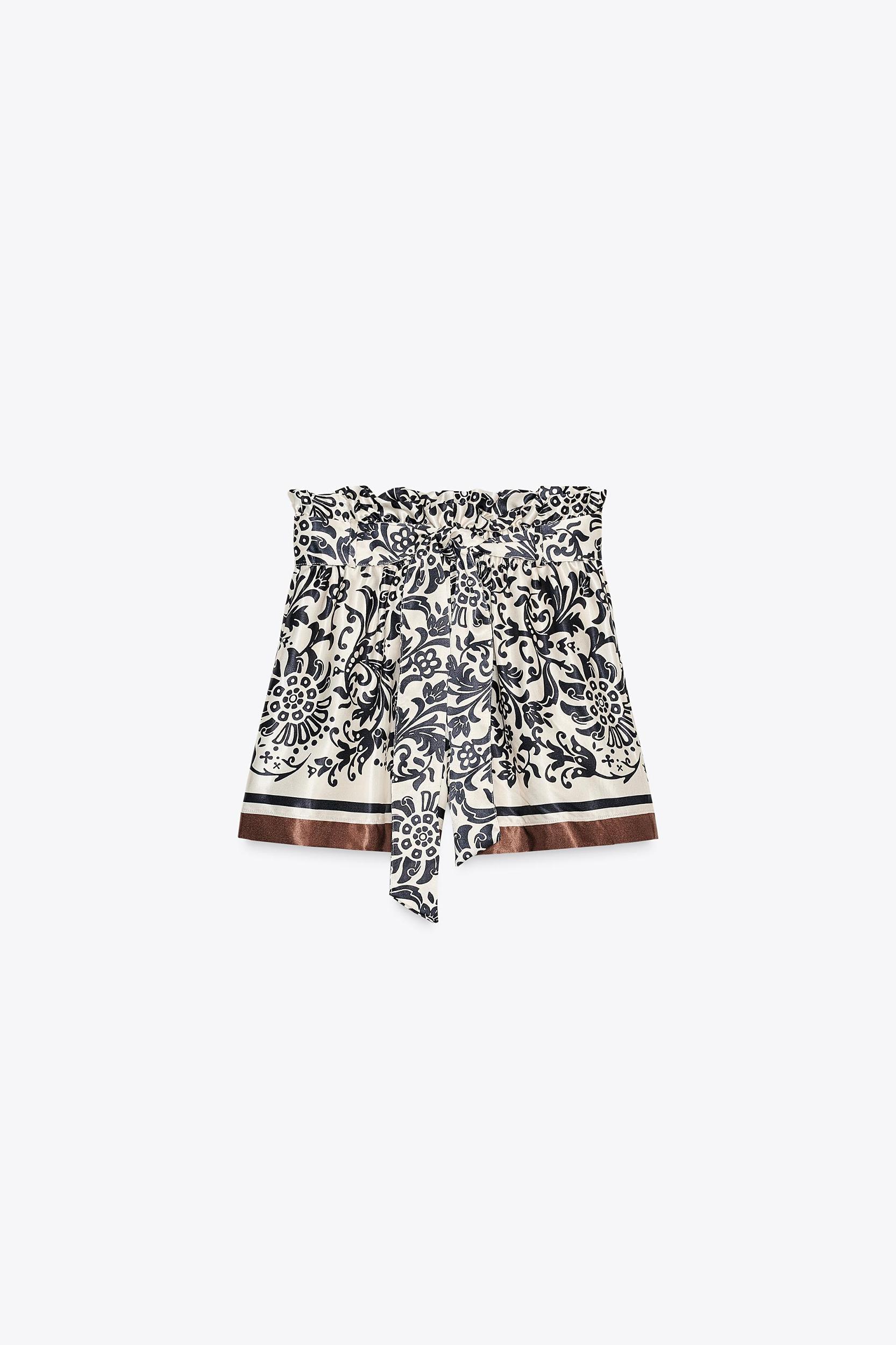 SATIN EFFECT PRINTED PAPER BAG SHORTS Product Image