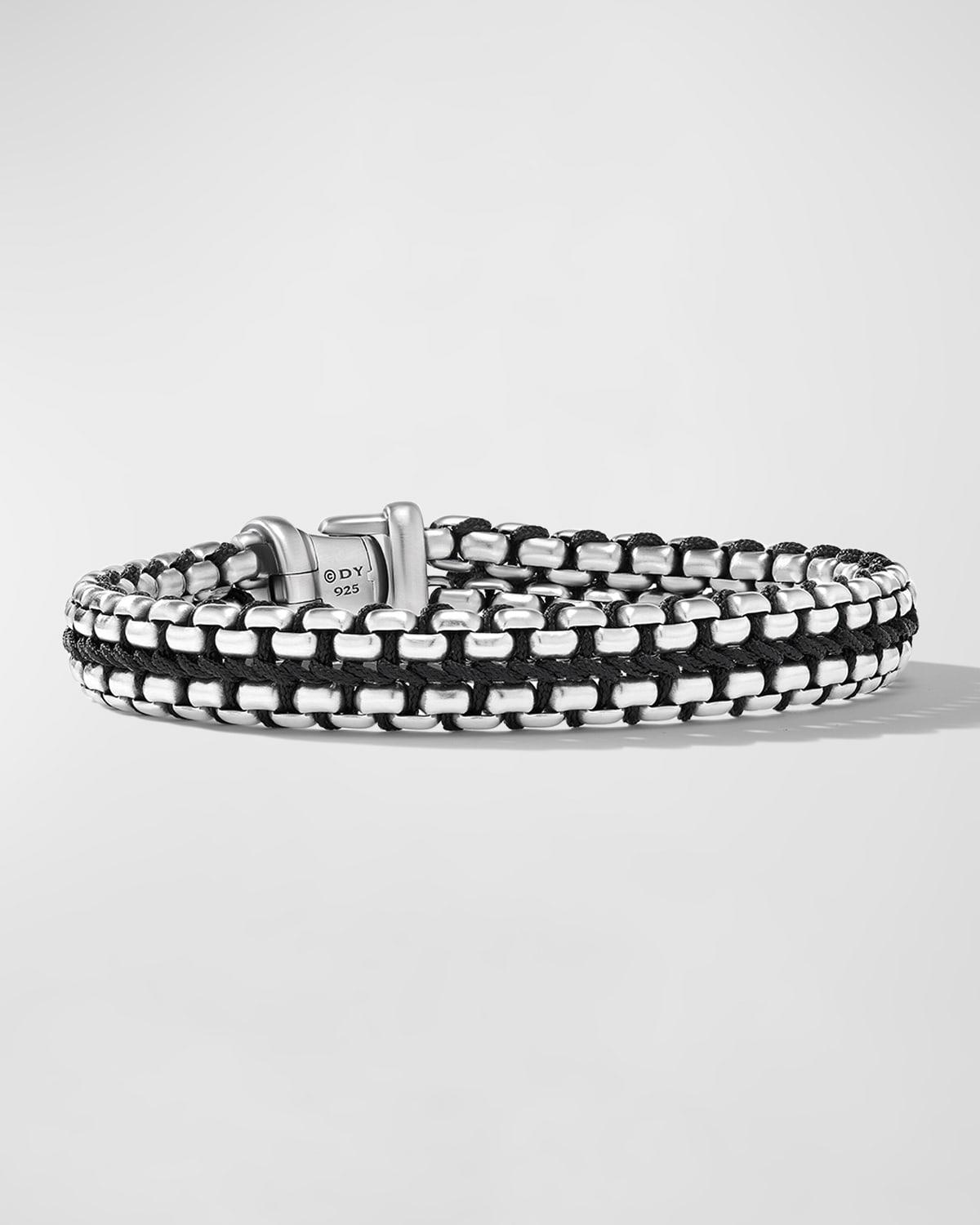Mens Woven Box Chain Bracelet in Sterling Silver Product Image