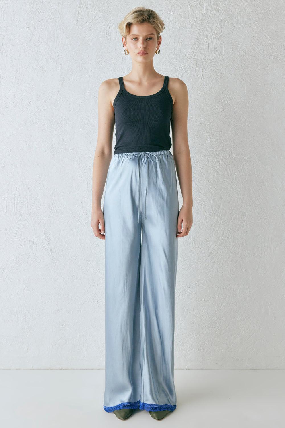 Josefin Satin Pants Sky Product Image