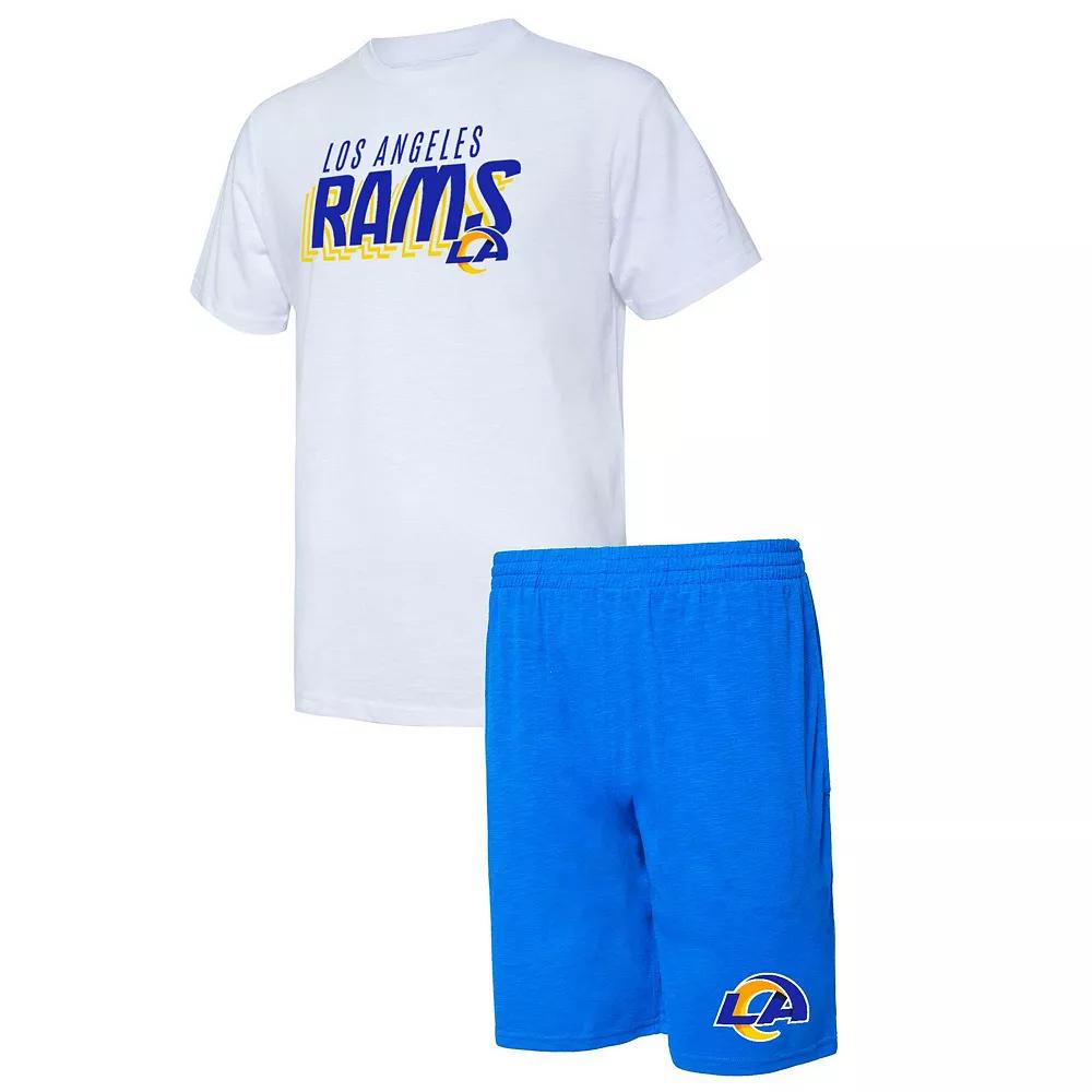 Men's Concepts Sport Royal/White Los Angeles Rams Downfield T-Shirt & Shorts Sleep Set,  Product Image