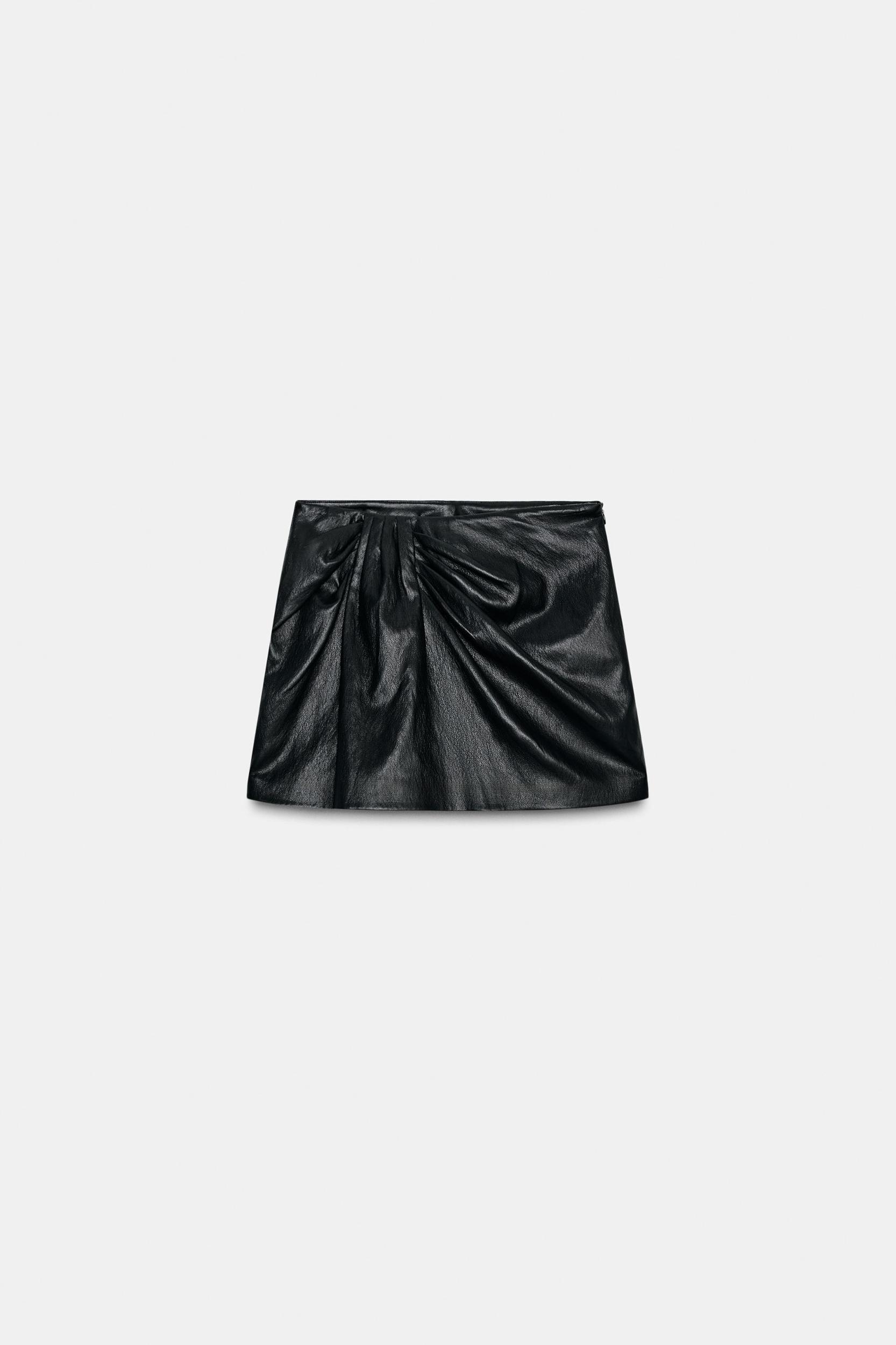 FAUX LEATHER RUCHED SKORT Product Image