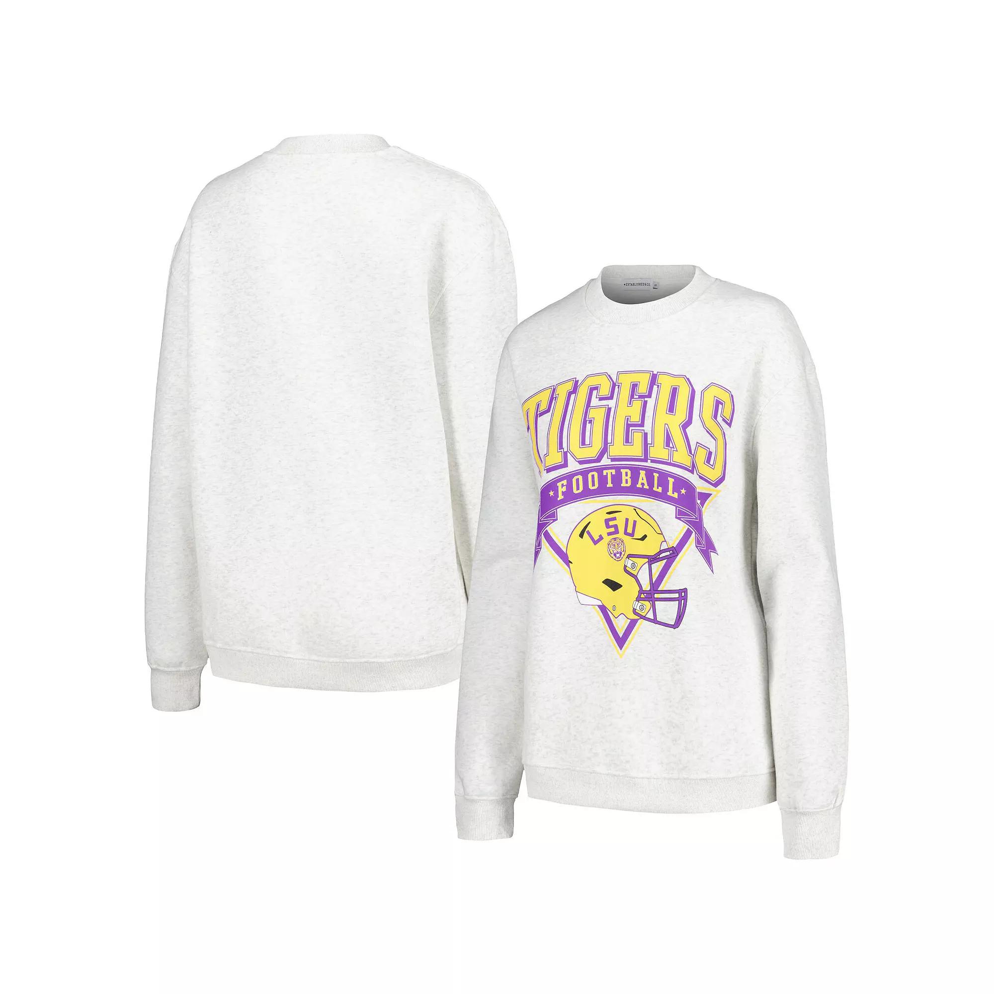Women's Established & Co. Ash LSU Tigers Logo Pullover Sweatshirt, Adult Unisex,  Product Image