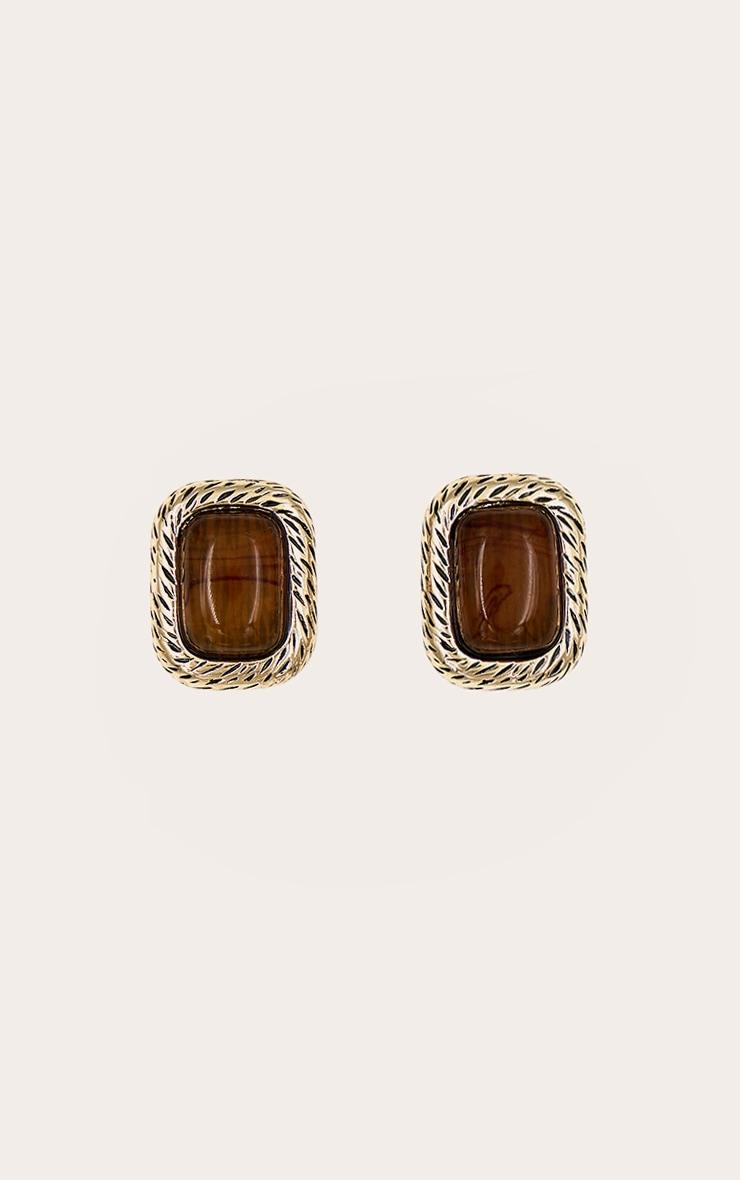 Brown Tigerseye Resin Stud Earrings Product Image