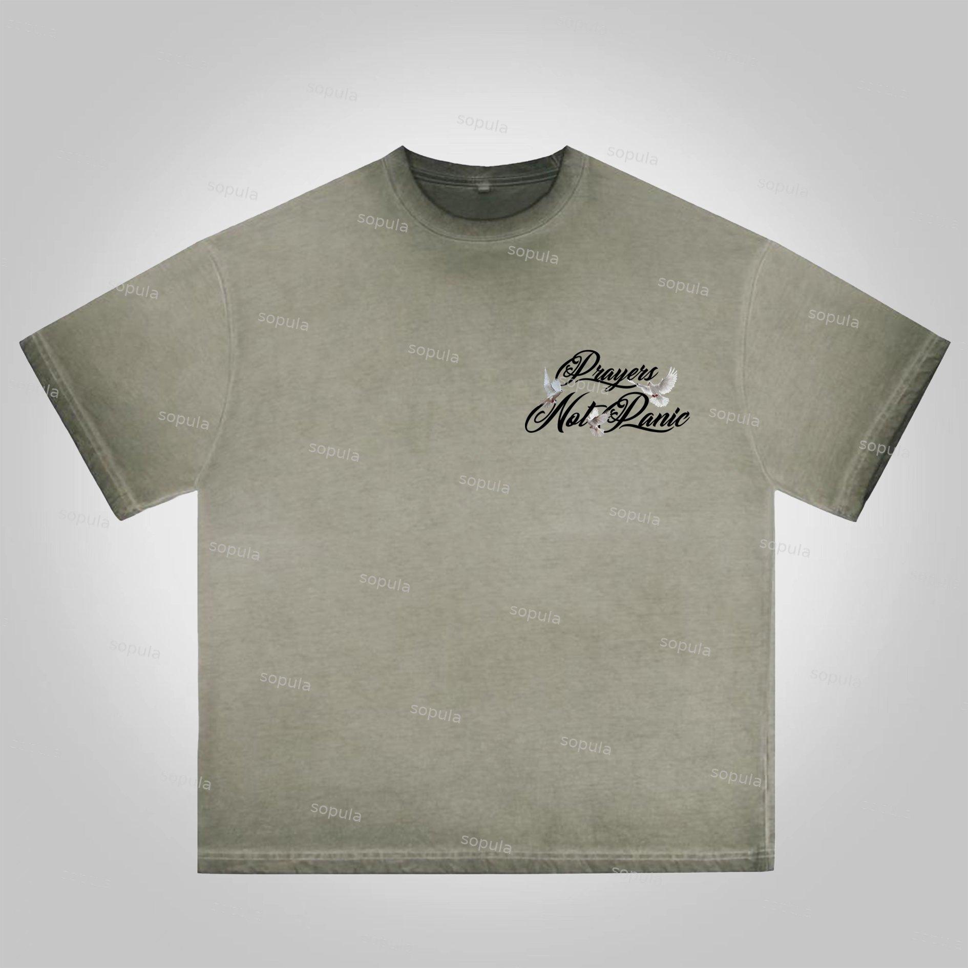 Sopula Prayers God Will Be By Your Side Printed Graphics Washed Cotton T-Shirt Product Image